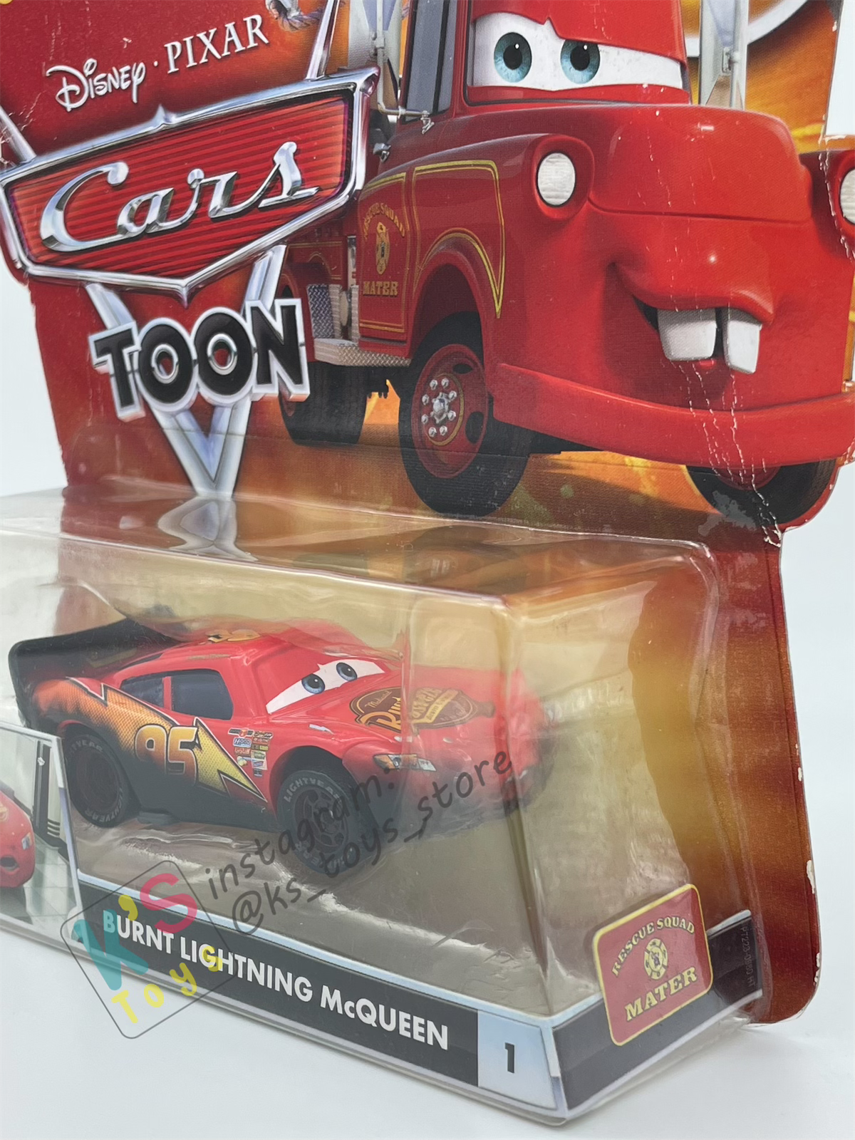 DISNEY PIXAR CARS "BURNT LIGHTNING MCQUEEN" RESCUE SQUAD MATER SERIES - Cars Toon - BNIP