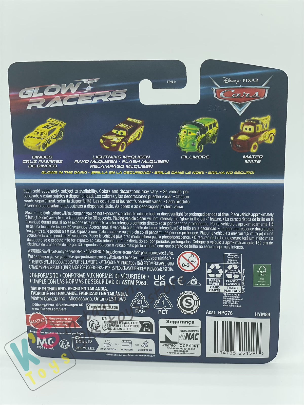 GLOW RACERS Disney Pixar Cars by MATTEL, CHASE RACELOTT - NEW RELEASE 2024 - BNIP