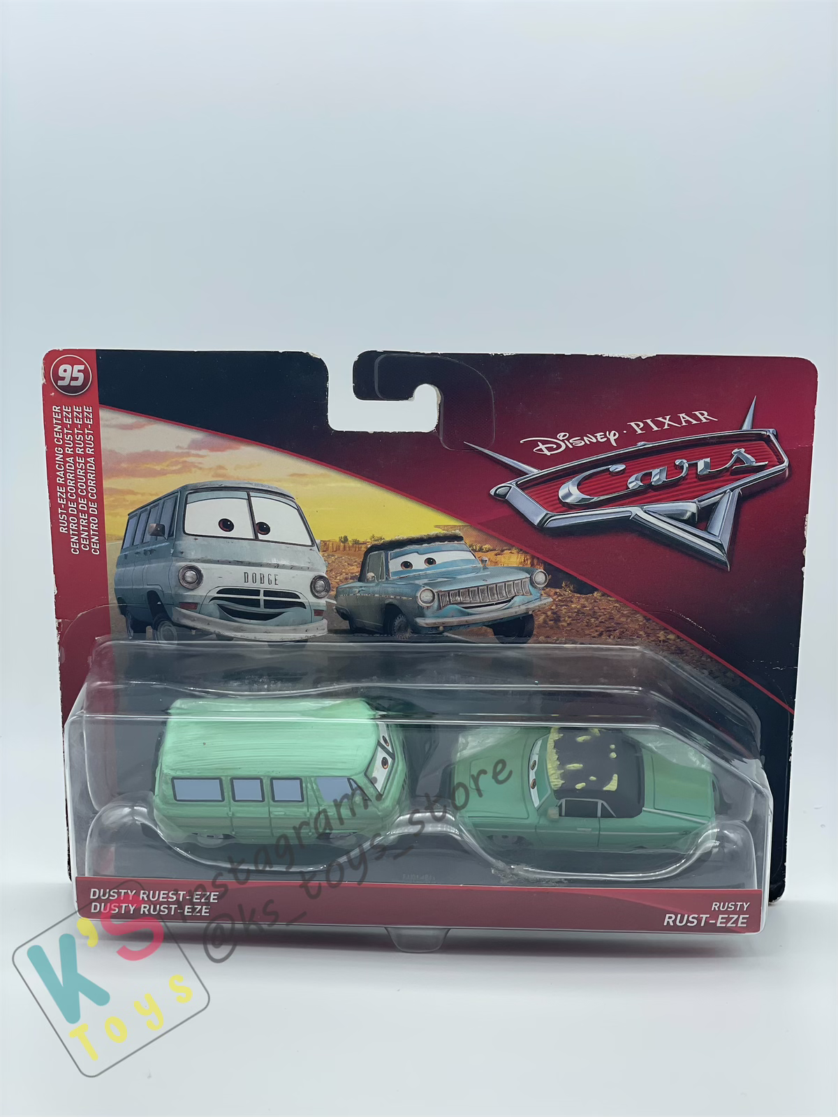 Disney Pixar Cars 1:55 by Mattel 2-Pack DUSTY RUST-EZE AND RUSTY RUST-EZE - RUST-EZE RACING CENTER SERIES - BNIP
