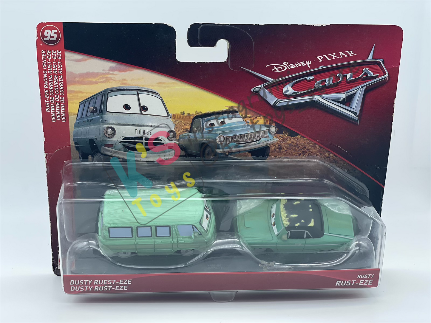Disney Pixar Cars 1:55 by Mattel 2-Pack DUSTY RUST-EZE AND RUSTY RUST-EZE - RUST-EZE RACING CENTER SERIES - BNIP