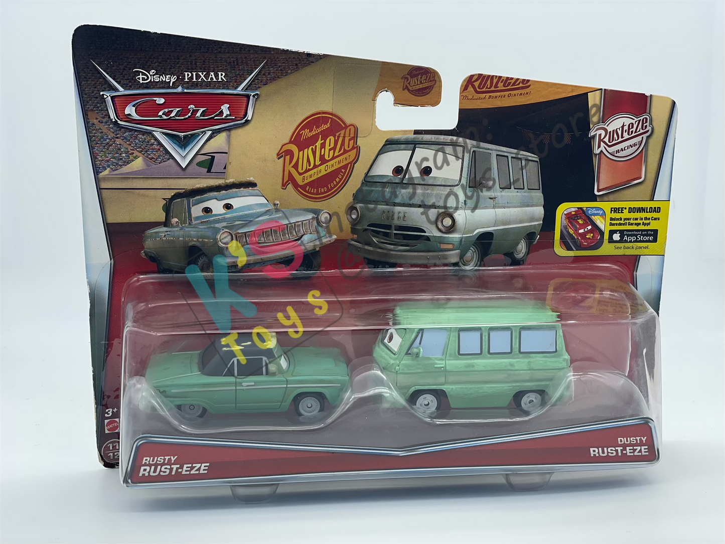 Disney Pixar Cars 1:55 by Mattel 2-Pack DUSTY RUST-EZE AND RUSTY RUST-EZE - RUST-EZE RACING CENTER SERIES - BNIP