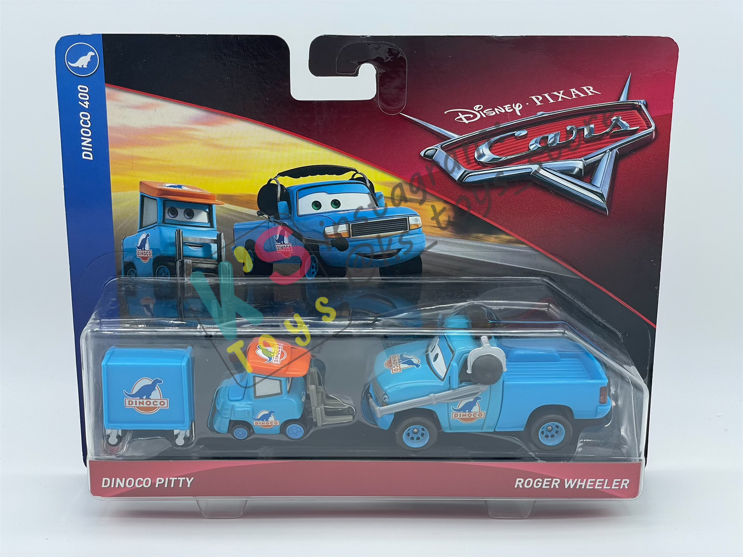Disney Pixar Cars 1:55 by Mattel 2-Pack DINOCO PITTY and ROGER WHEELER - DINOCO 400 SERIES - BNIP
