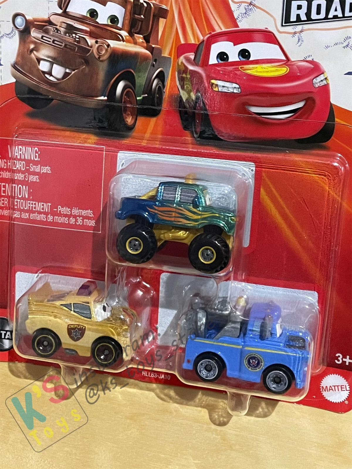 MINI RACERS DISNEY PIXAR CARS 3-PACK PRESIDENT MATER, METALLIC IVY AND DEPUTY LIGHTNING MCQUEEN - BNIP