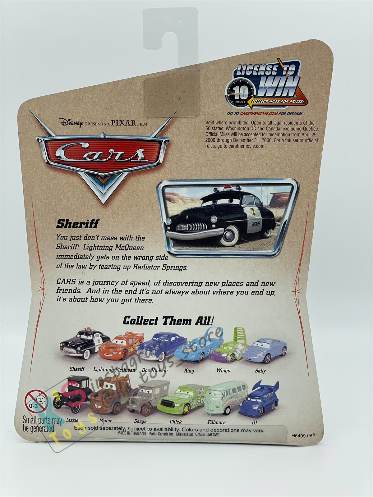 DISNEY PIXAR CARS 1:55 BY MATTEL, SHERIFF - FIRST RELEASE CARS SERIES - BNIP