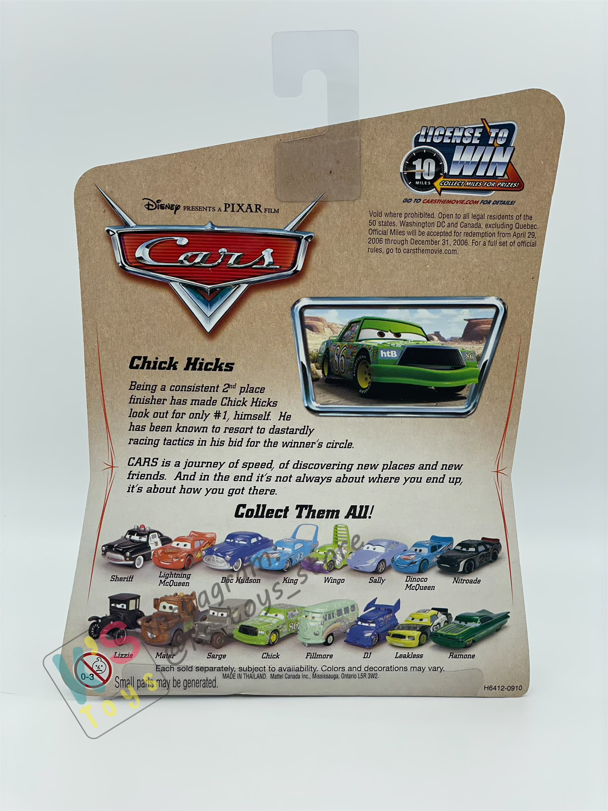 DISNEY PIXAR CARS 1:55 BY MATTEL, CHICK HICKS - FIRST RELEASED CARS SERIES - BNIP
