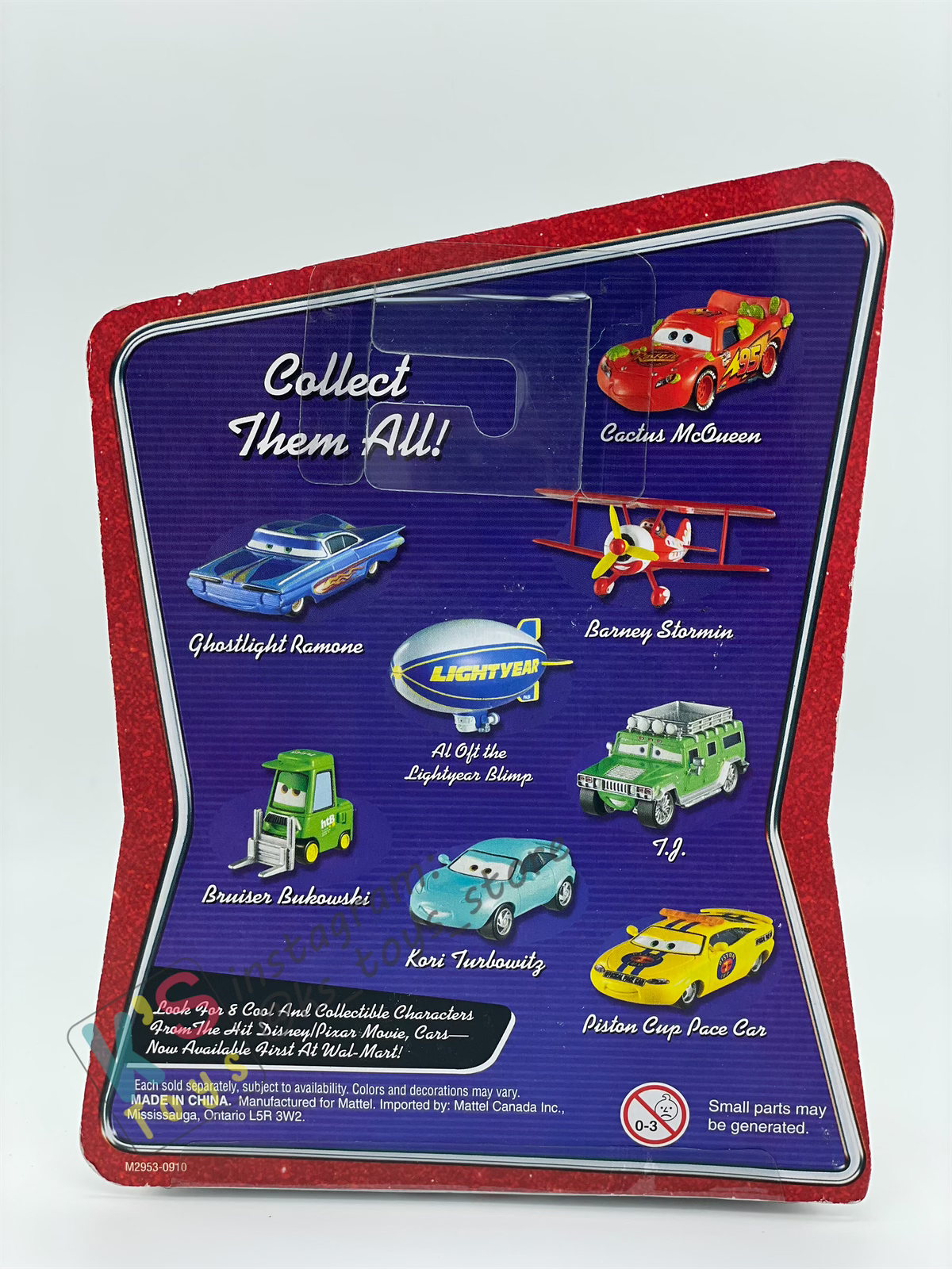 DISNEY PIXAR CARS BY MATTEL, CHARLIE CHECKER RED TAILLIGHTS - WALMART SERIES - BNIP