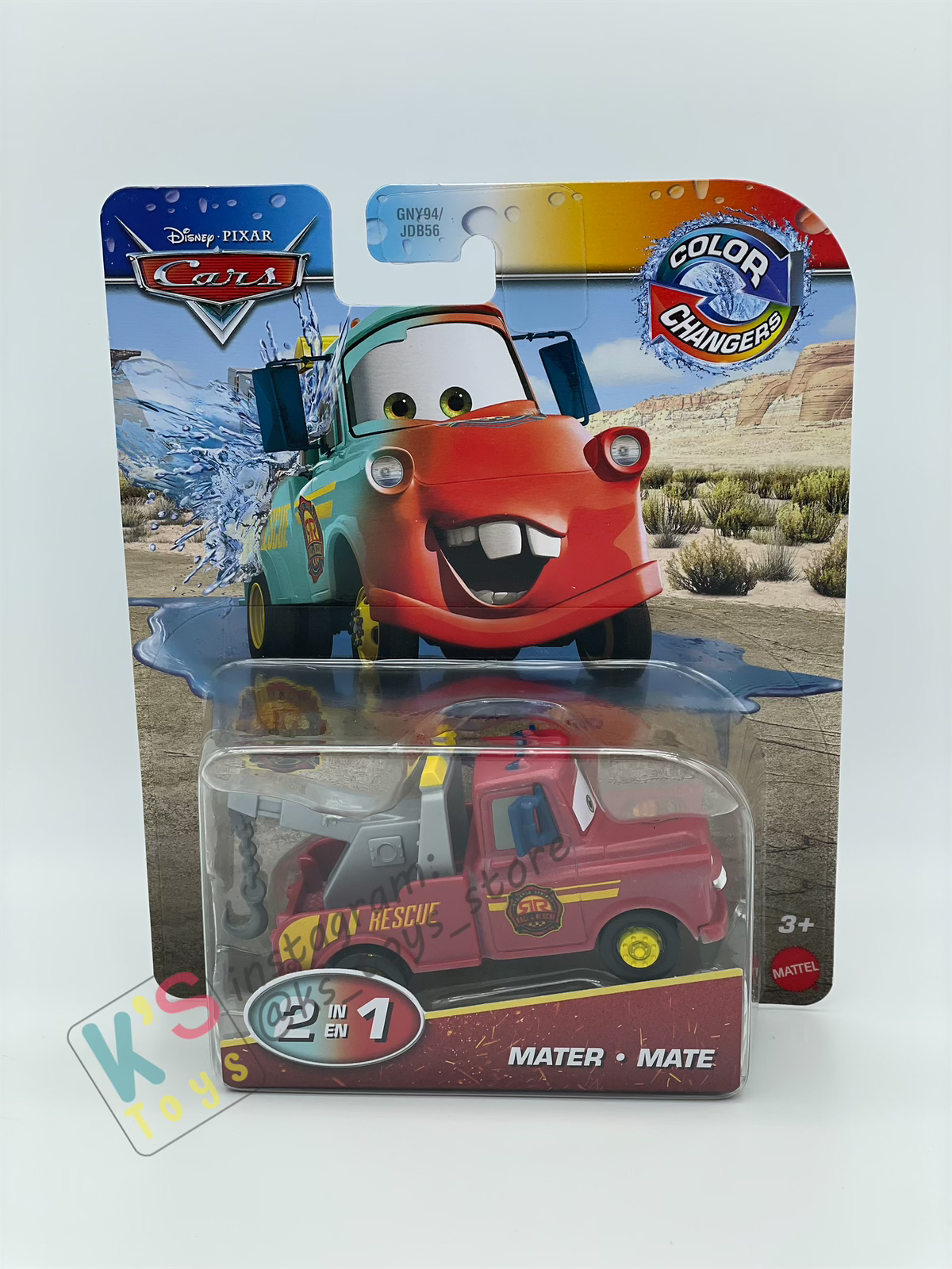 COLOR CHANGERS Disney Pixar Cars by MATTEL, RACE AND RESCUE MATER (LIGHT BLUE / MAROON RED) - 2025 NEW RELEASE - BNIP