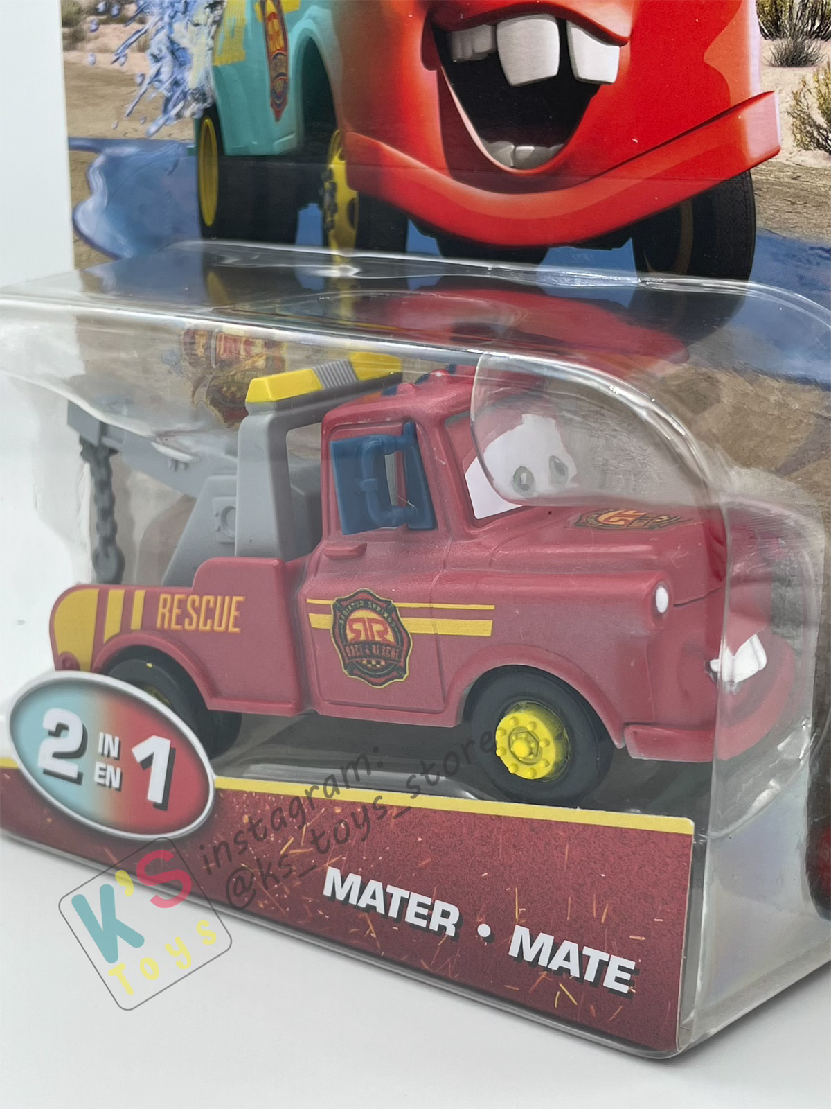 COLOR CHANGERS Disney Pixar Cars by MATTEL, RACE AND RESCUE MATER (LIGHT BLUE / MAROON RED) - 2025 NEW RELEASE - BNIP