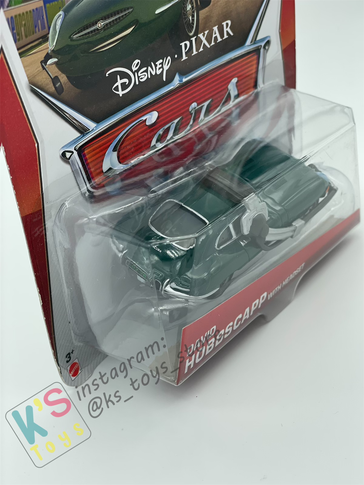 DISNEY PIXAR CARS BY MATTEL, DAVID HOBBSCAPP WITH HEADSET- BNIP