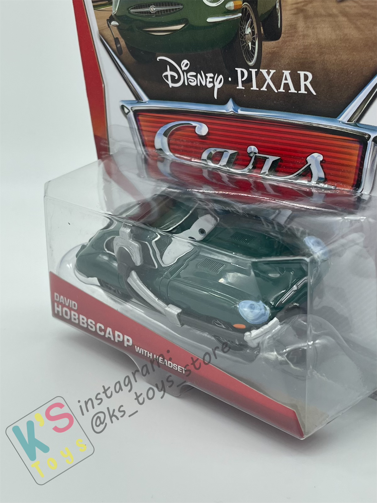 DISNEY PIXAR CARS BY MATTEL, DAVID HOBBSCAPP WITH HEADSET- BNIP