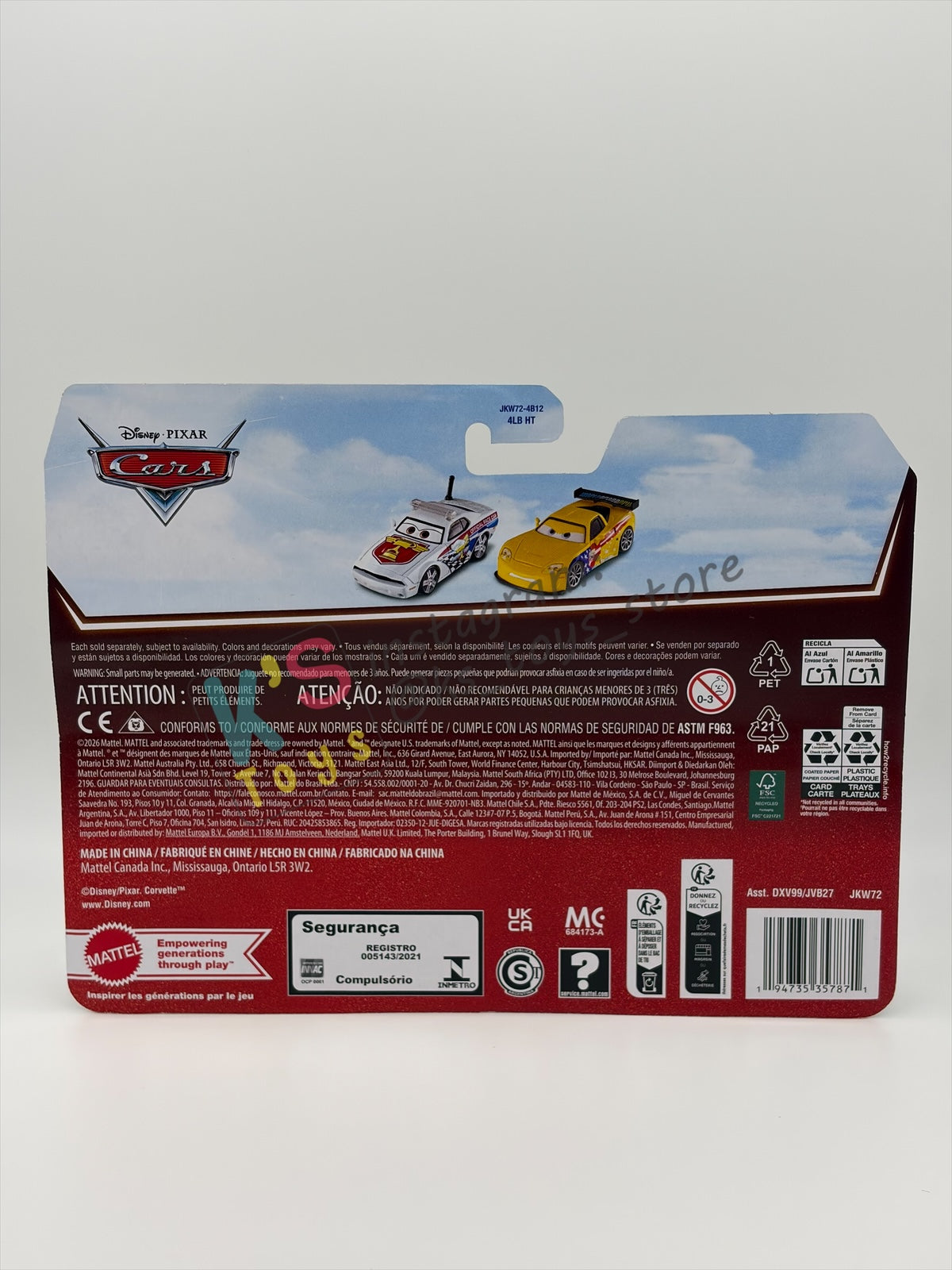 Disney Pixar Cars 1:55 by Mattel 2-Pack, PAT TRAXSON AND JEFF GORVETTE - 2026 RE-RELEASED 20th ANNIVERSARY CARD - BNIP