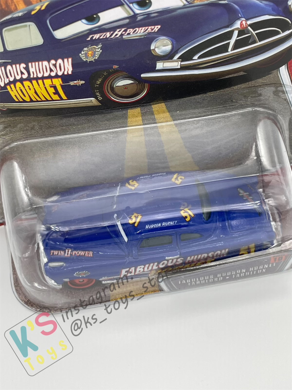 DISNEY PIXAR CARS BY MATTEL, THE WORLD OF CARS SERIES -FABULOUS HUDSON HORNET WITH RED RIMS #10 - BNIP