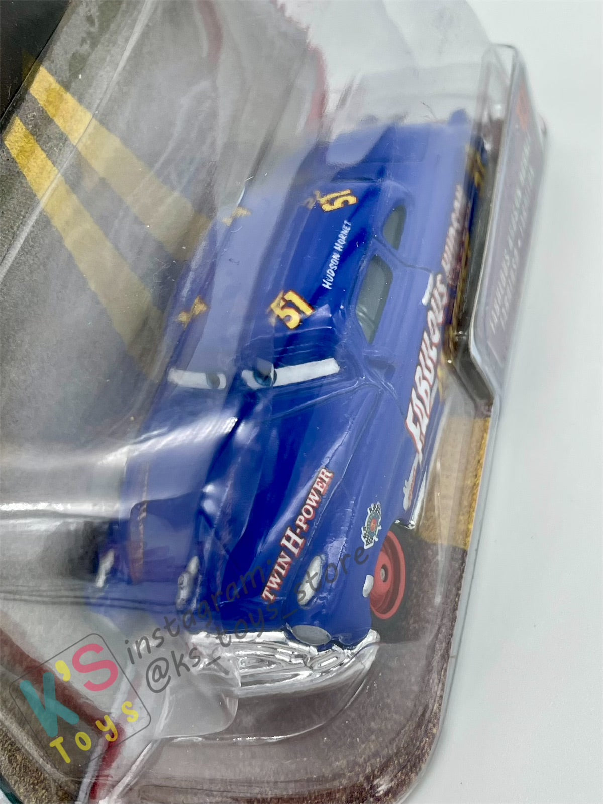 DISNEY PIXAR CARS BY MATTEL, THE WORLD OF CARS SERIES -FABULOUS HUDSON HORNET WITH RED RIMS #10 - BNIP