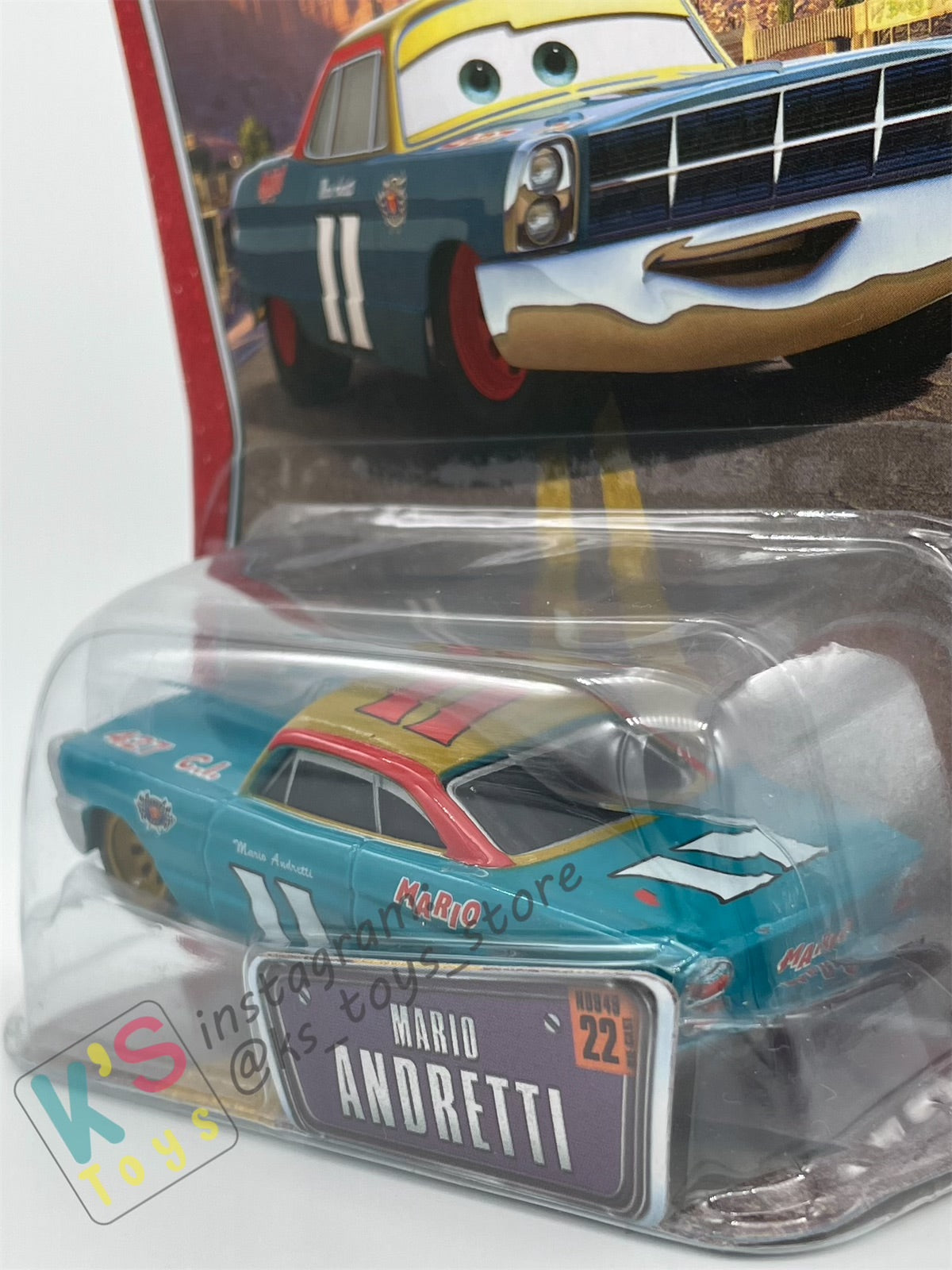 DISNEY PIXAR CARS BY MATTEL, THE WORLD OF CARS SERIES - MARIO ANDRETTI #22 GOLD RIMS - BNIP