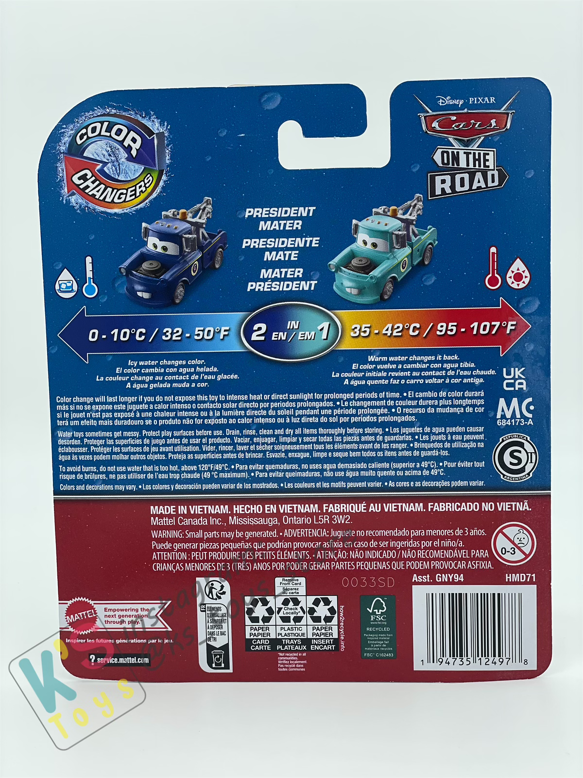 COLOR CHANGERS Disney Pixar Cars by MATTEL, PRESIDENT MATER (LIGHT BLUE/DARK BLUE) - CASE R 2023 RELEASE - BNIP