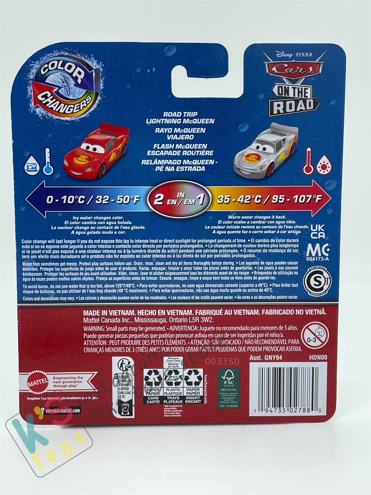 COLOR CHANGERS Disney Pixar Cars by MATTEL, ROAD TRIP LIGHTNING MCQUEEN (GREY/RED) - CASE R 2023 RELEASE - BNIP