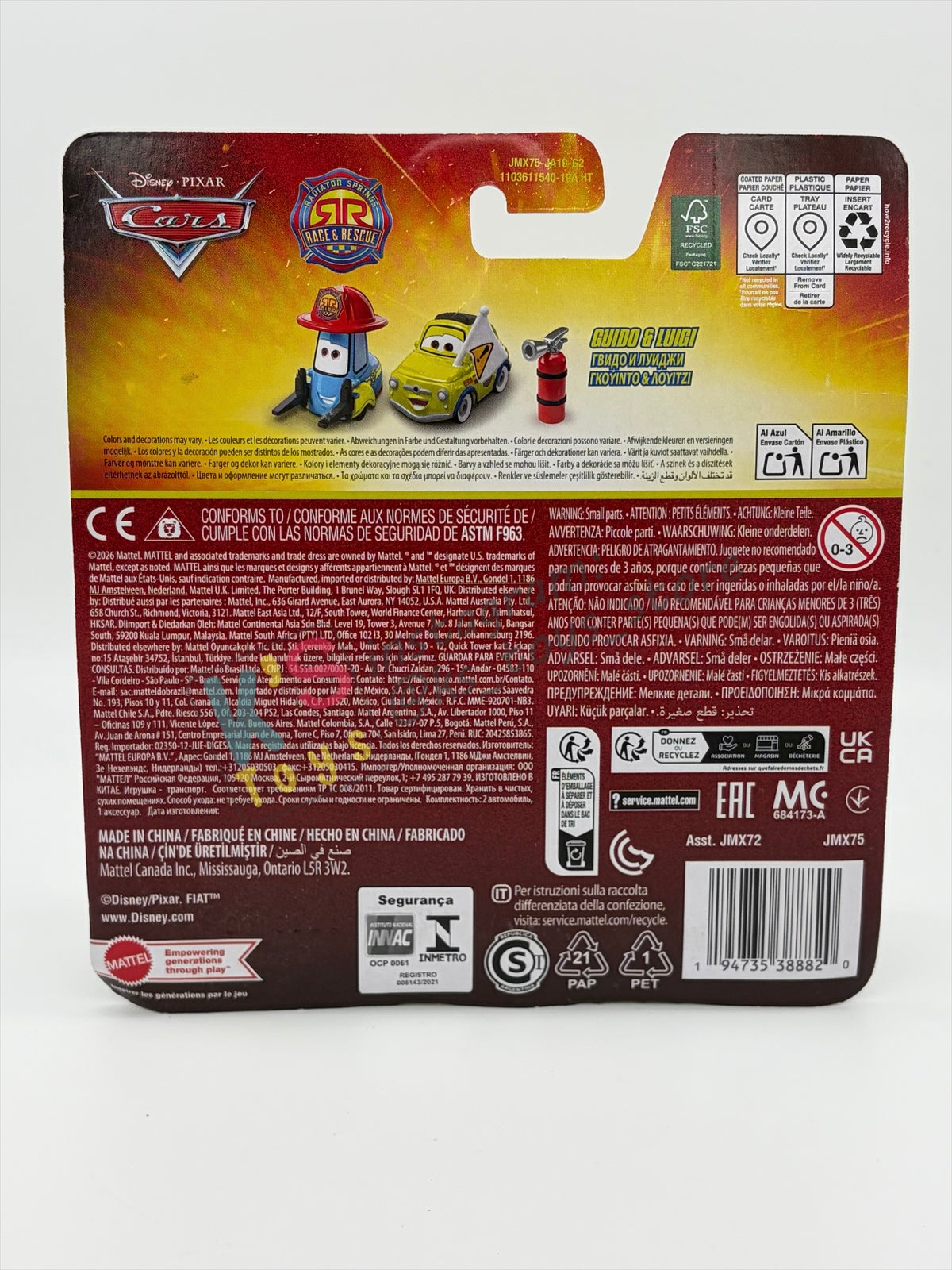 DISNEY PIXAR CARS 1:55 BY MATTEL - "RACE AND RESCUE LUIGI & GUIDO WITH ACCESSORIES" 2026 NEW RELEASE RACE & RESCUE SERIES - BNIP