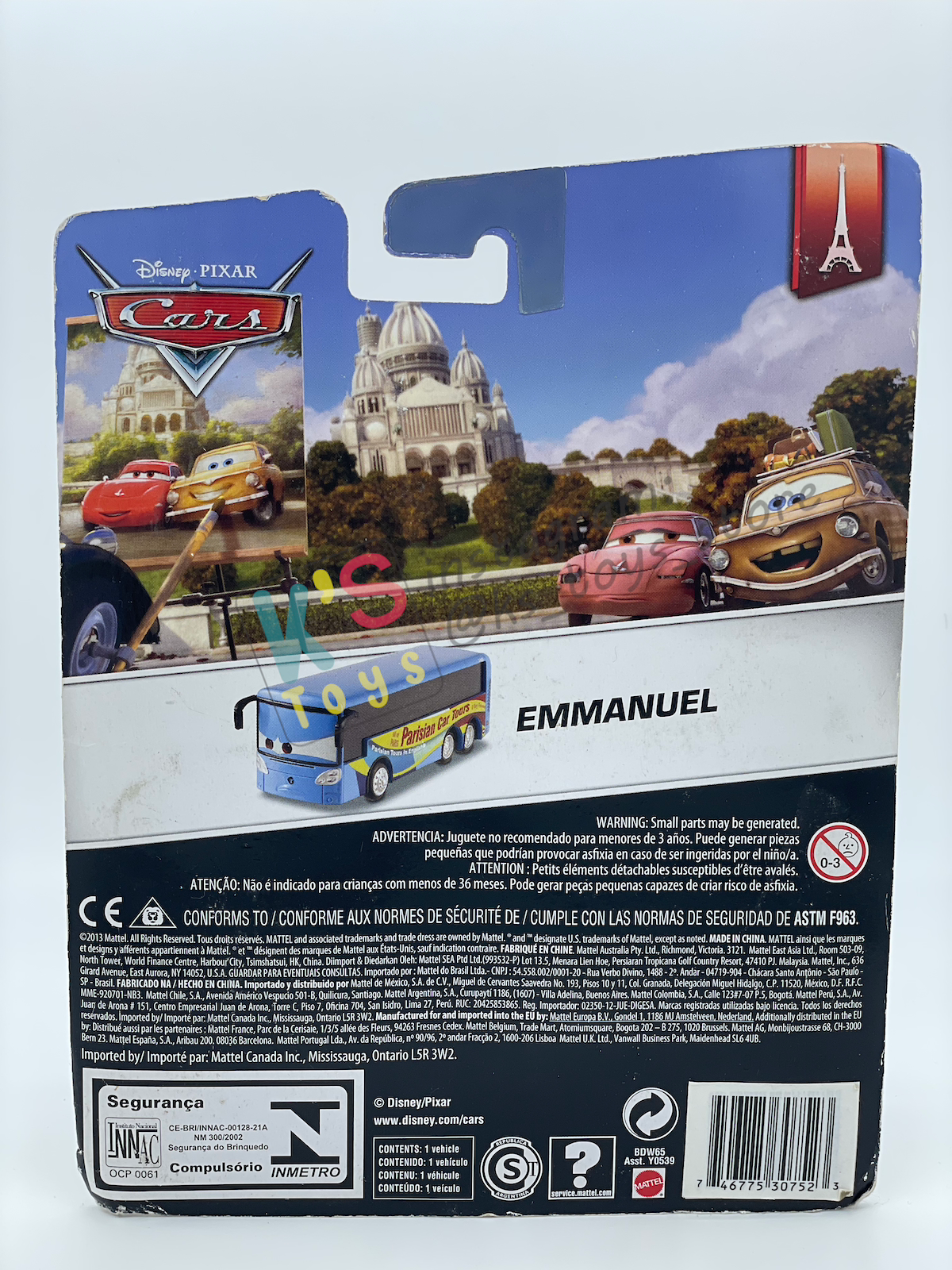 DELUXE DISNEY PIXAR CARS BY MATTEL, "EMMANUEL" PARIS TOUR SERIES - BNIP