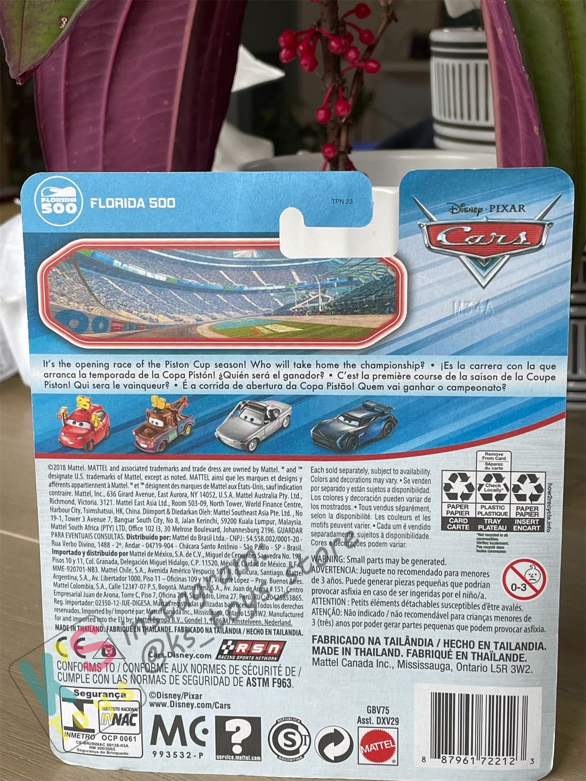 DISNEY PIXAR CARS BY MATTEL, KRIS REVSTOPSKI WITH GREEN FLAG - FLORIDA 500 - BNIP