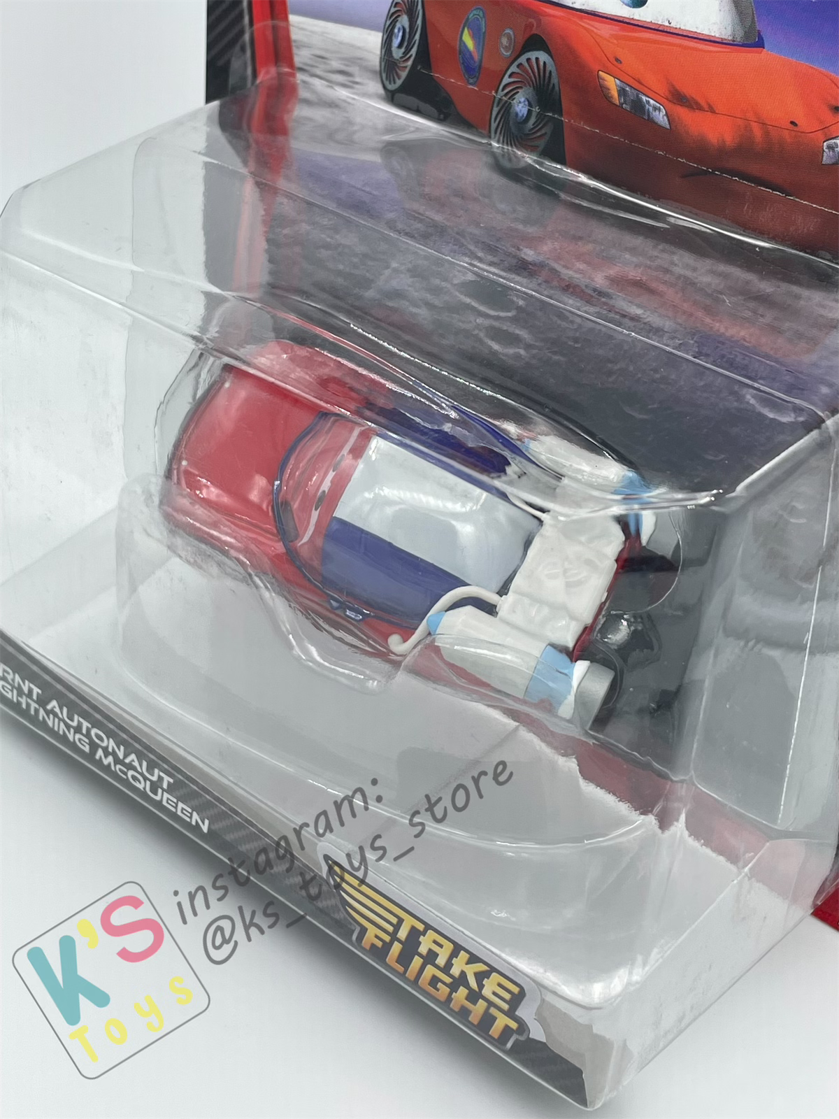 DELUXE DISNEY PIXAR CARS BY MATTEL, BURNT AUTONAUT LIGHTNING MCQUEEN, TAKE FLIGHT - BNIP