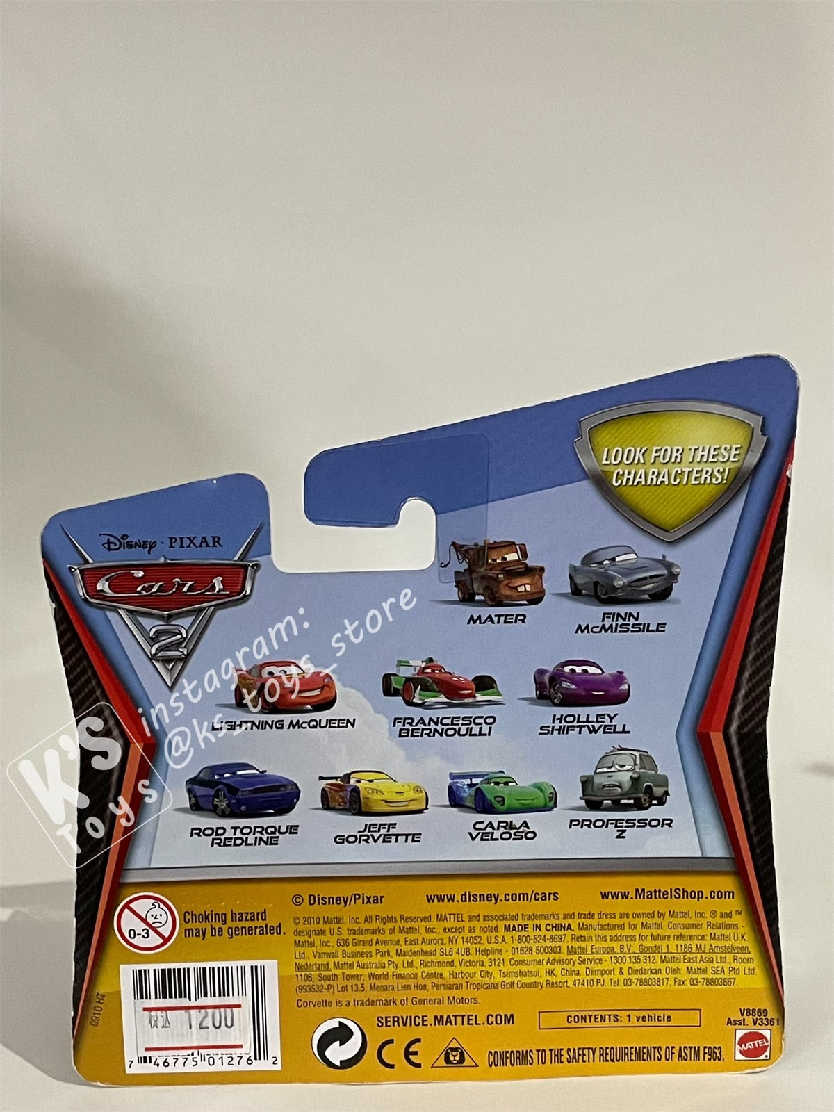 DISNEY PIXAR CARS "FINN MCMISSILE" SHORT CARD CARS 2 - BNIP