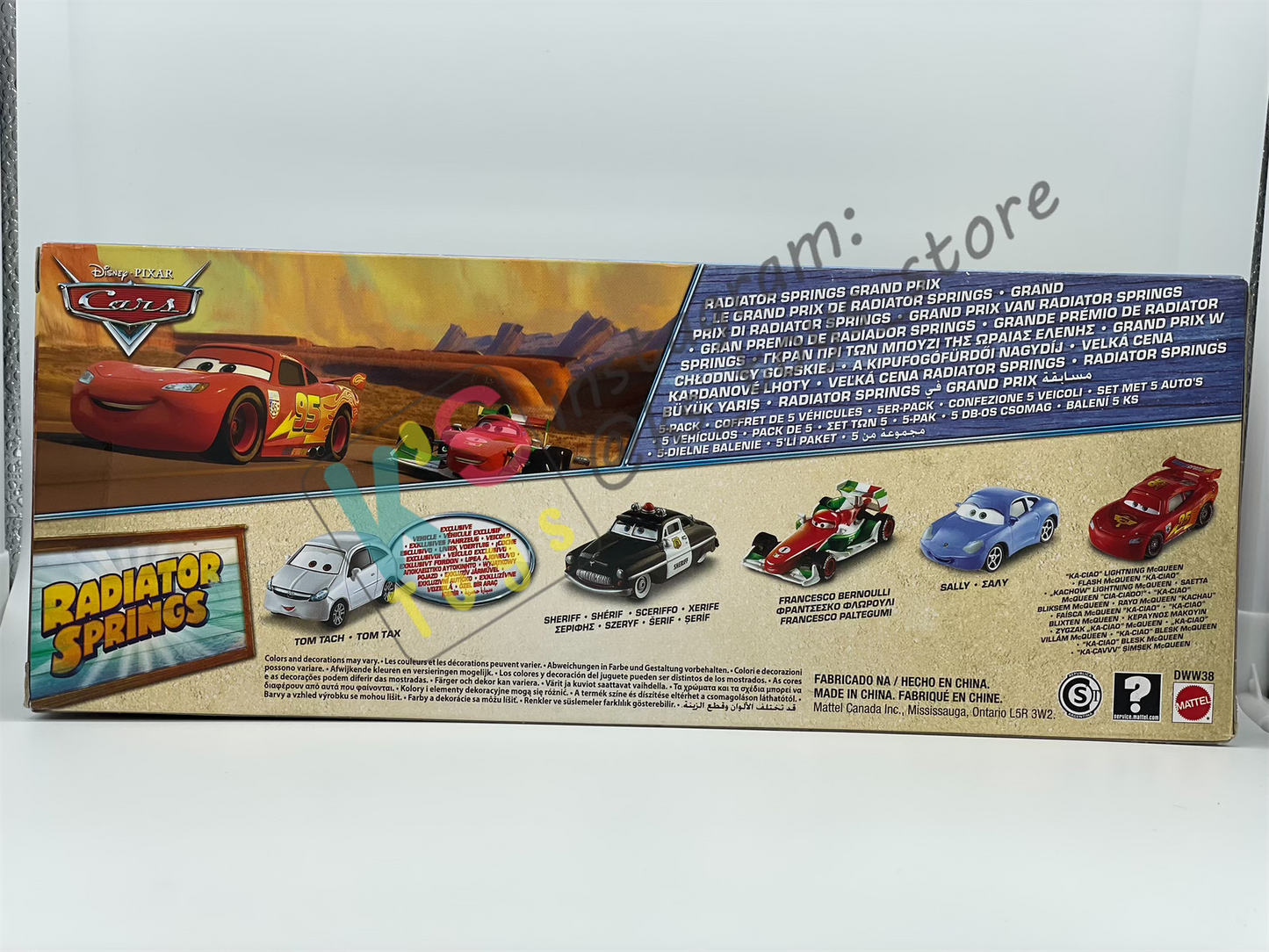 Gift Set Disney Pixar Cars 1:55 - 5 PACK GIFT SET RADIATOR SPRINGS GRAND PRIX - TOM TACH - BNIP