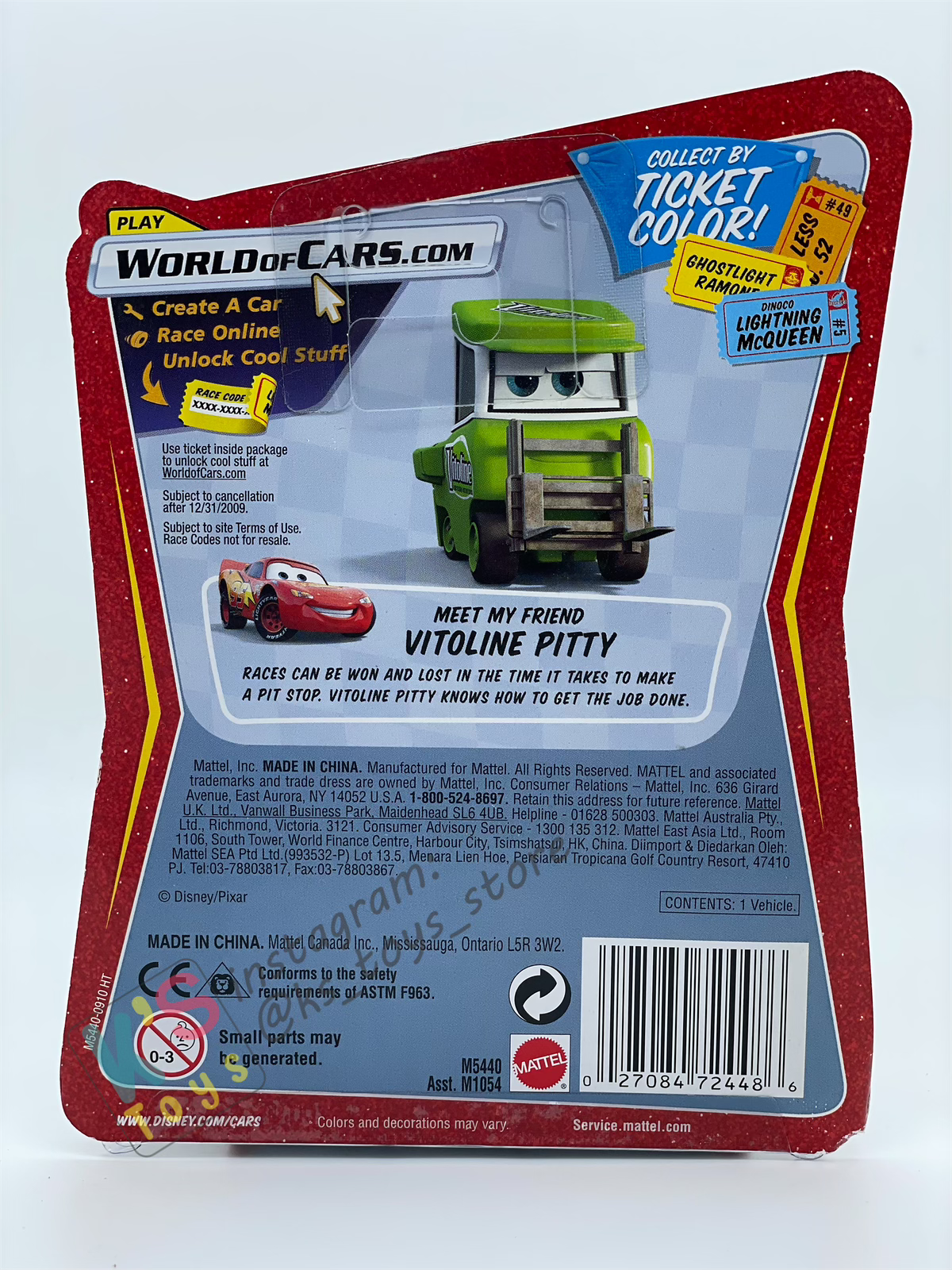 DISNEY PIXAR CARS BY MATTEL, PATTI - RACE ORAMA SERIES - BNIP