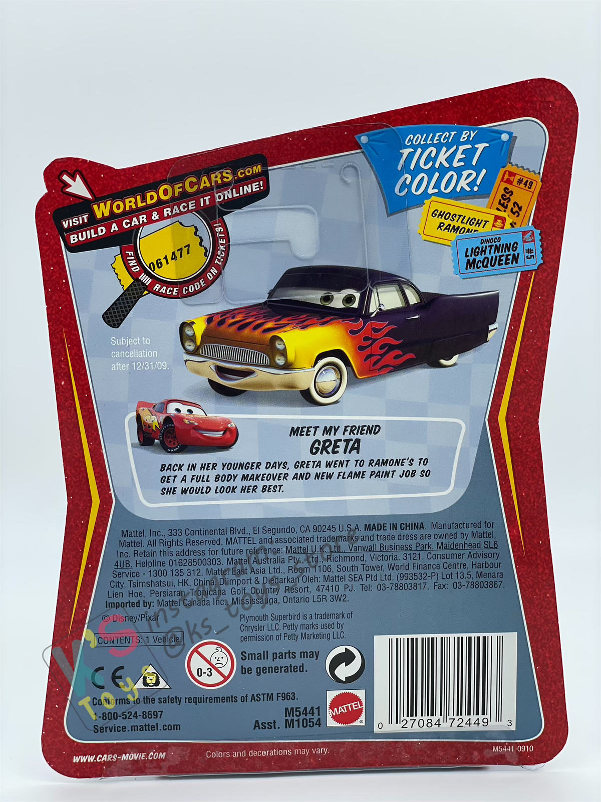 DISNEY PIXAR CARS 1:55 BY MATTEL, DAMAGED KING - RACE ORAMA SERIES - BNIP