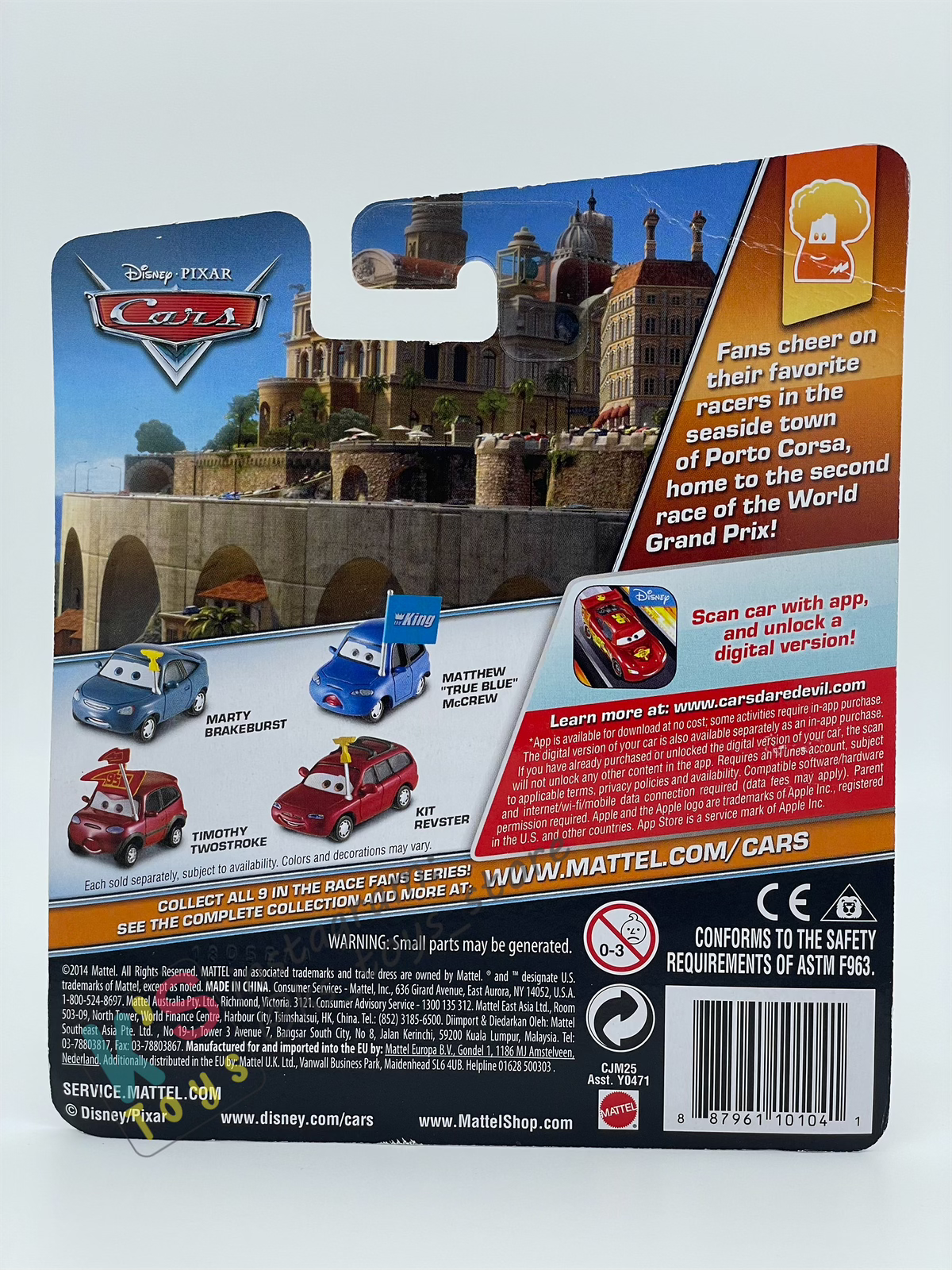 DISNEY PIXAR CARS BY MATTEL, JAY W - RACE FANS SERIES - BNIP