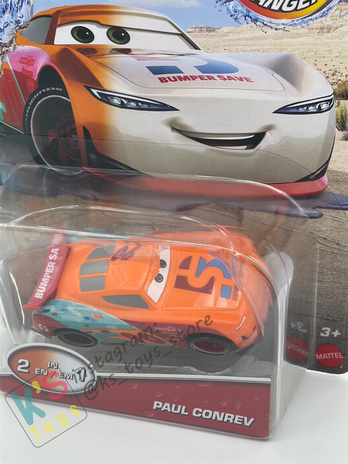 COLOR CHANGERS Disney Pixar Cars by MATTEL, PAUL CONREV (ORANGE/WHITE) - 2023 RELEASE - BNIP
