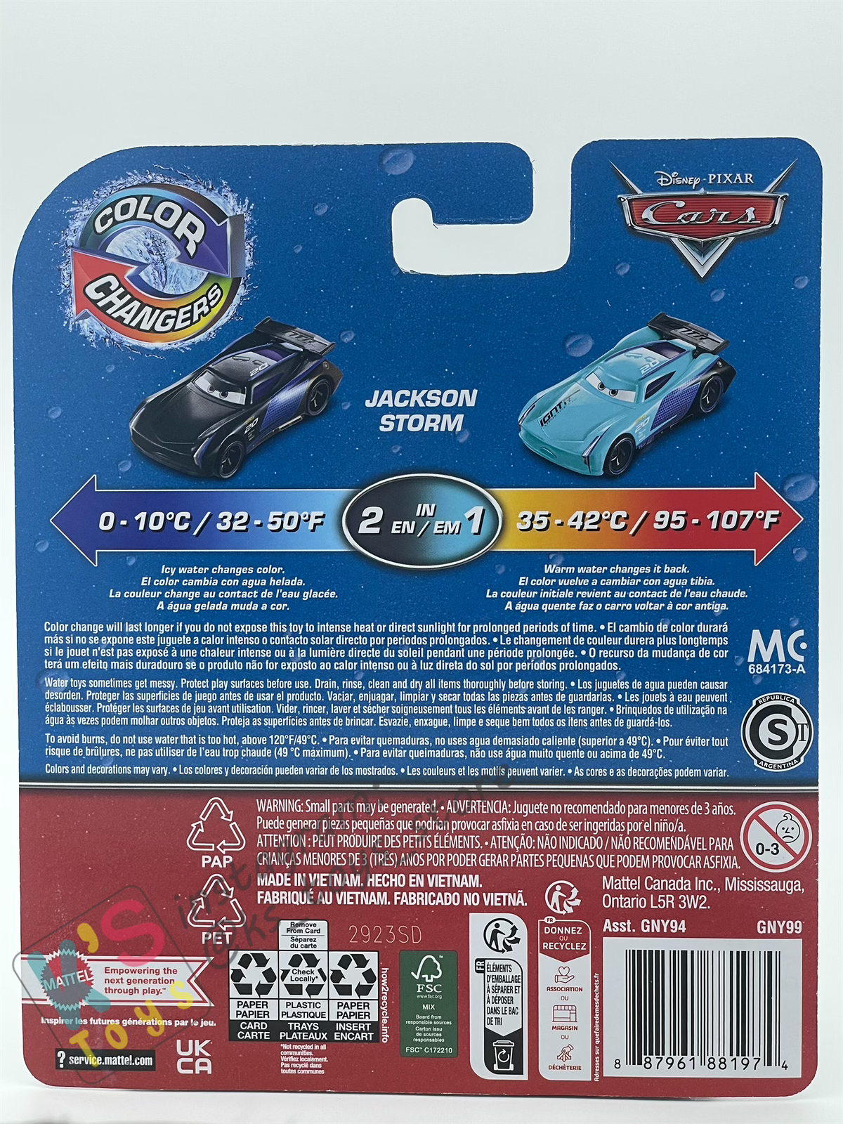COLOR CHANGERS Disney Pixar Cars by MATTEL, JACKSON STORM (BLUE/BLACK) - 2023 RELEASE - BNIP