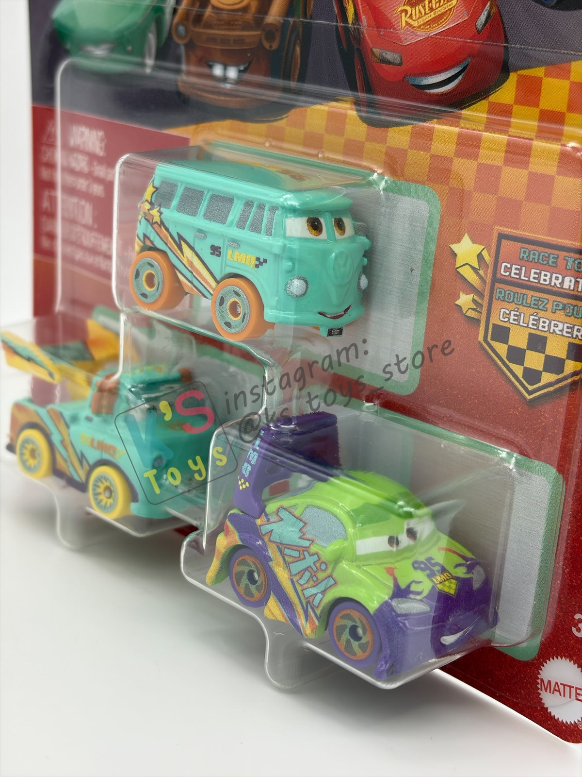 MINI RACERS DISNEY PIXAR CARS 3-PACK RACE TO CELEBRATE SERIES "FILLMORE / MATER / WINGO"- 2026 NEW RELEASE - BNIP
