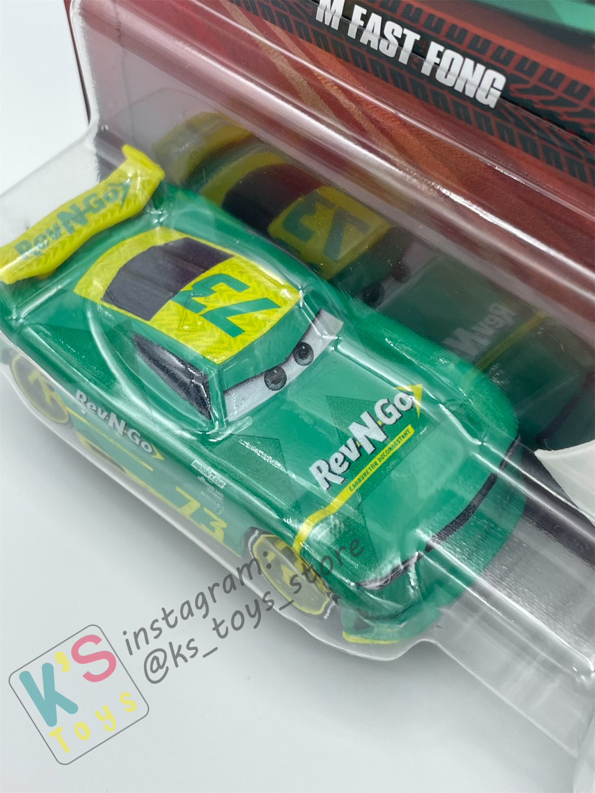 Disney Pixar Cars 1:55 2-Pack by Mattel, M FAST FONG and KRIS REVSTOPSKI with White Flag - BNIP