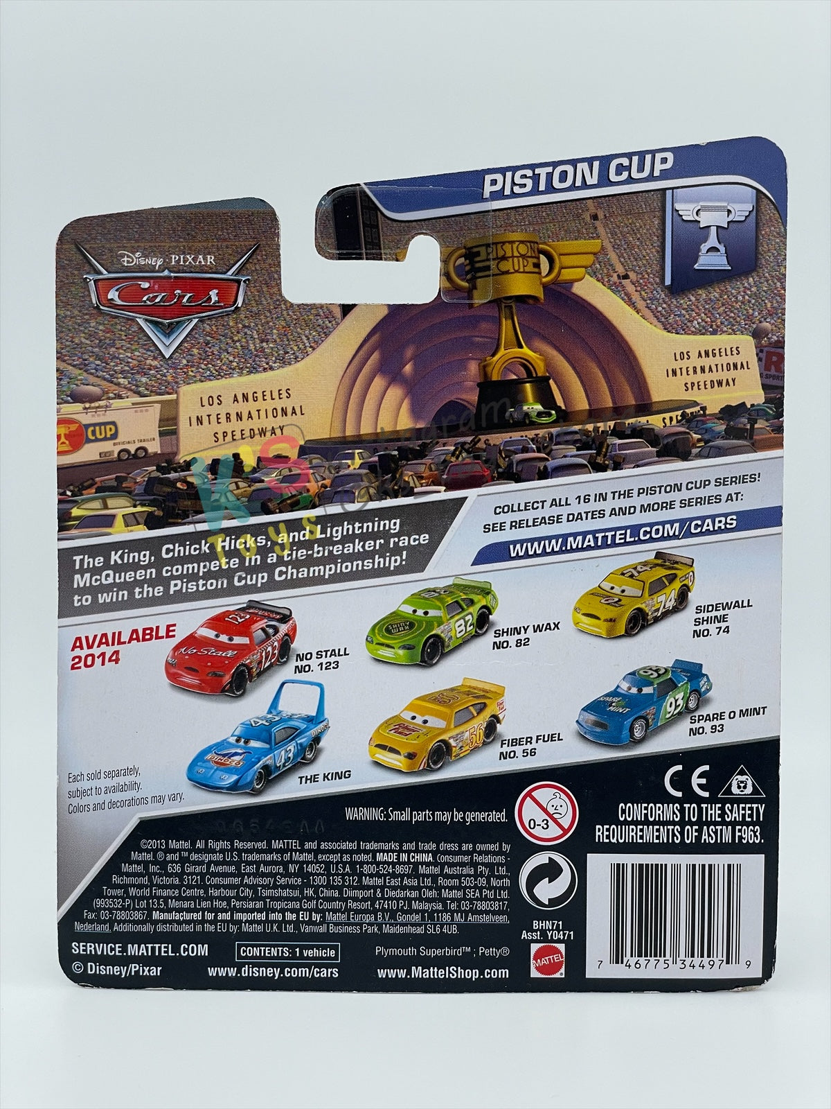 DISNEY PIXAR CARS 1:55 BY MATTEL, "SIDEWALL SHINE NO. 74" - PISTON CUP SERIES - BNIP