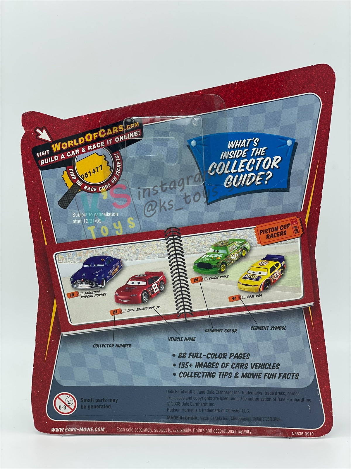 DISNEY PIXAR CARS BY MATTEL 1:55, "NIGHT VISION LIGHTNING MCQUEEN" INCLUDED 2009 COLLECTOR GUIDE - BNIP