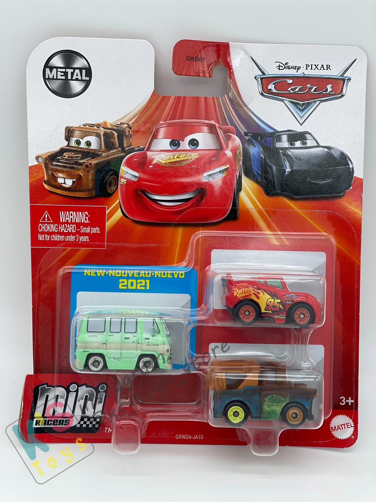 MINI RACERS DISNEY PIXAR CARS 3-PACK DUSTY RUSTEZE, LIGHTNING MCQUEEN, AND MATER - BNIP