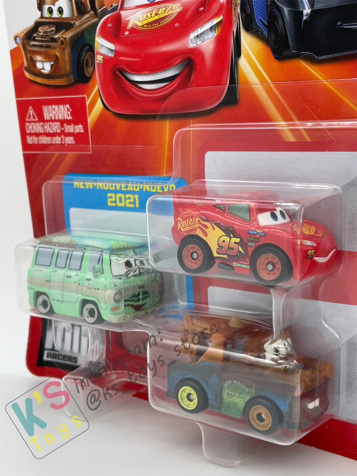 MINI RACERS DISNEY PIXAR CARS 3-PACK DUSTY RUSTEZE, LIGHTNING MCQUEEN, AND MATER - BNIP