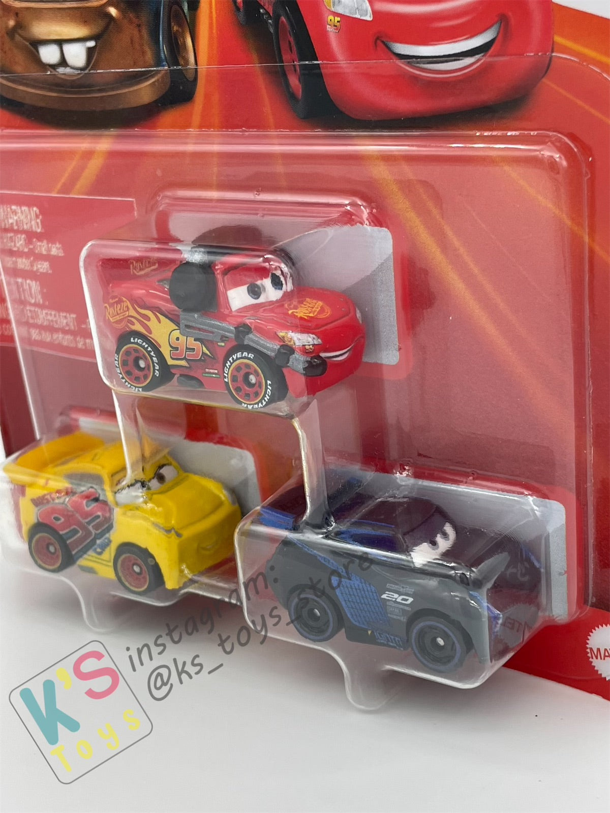 MINI RACERS DISNEY PIXAR CARS 3-PACK HEADSET LIGHTNING MCQUEEN, JACKSON STORM, AND RUSTEZE CRUZ RAMIREZ - BNIP