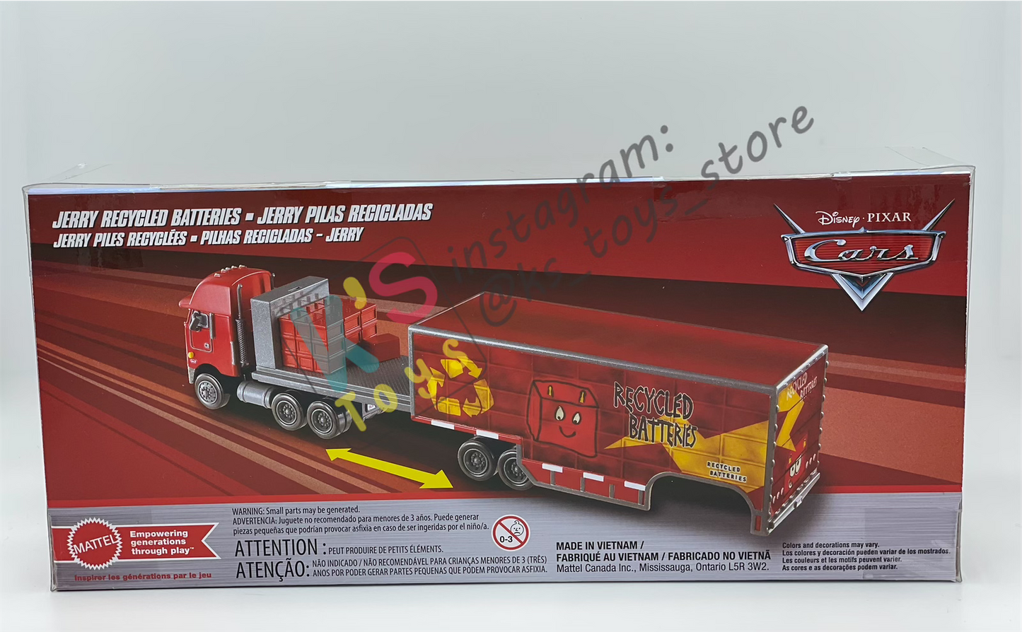 HAULER DISNEY PIXAR CARS BY MATTEL, JERRY RECYCLED BATTERIES - 2025 RE-RELEASED - BNIP