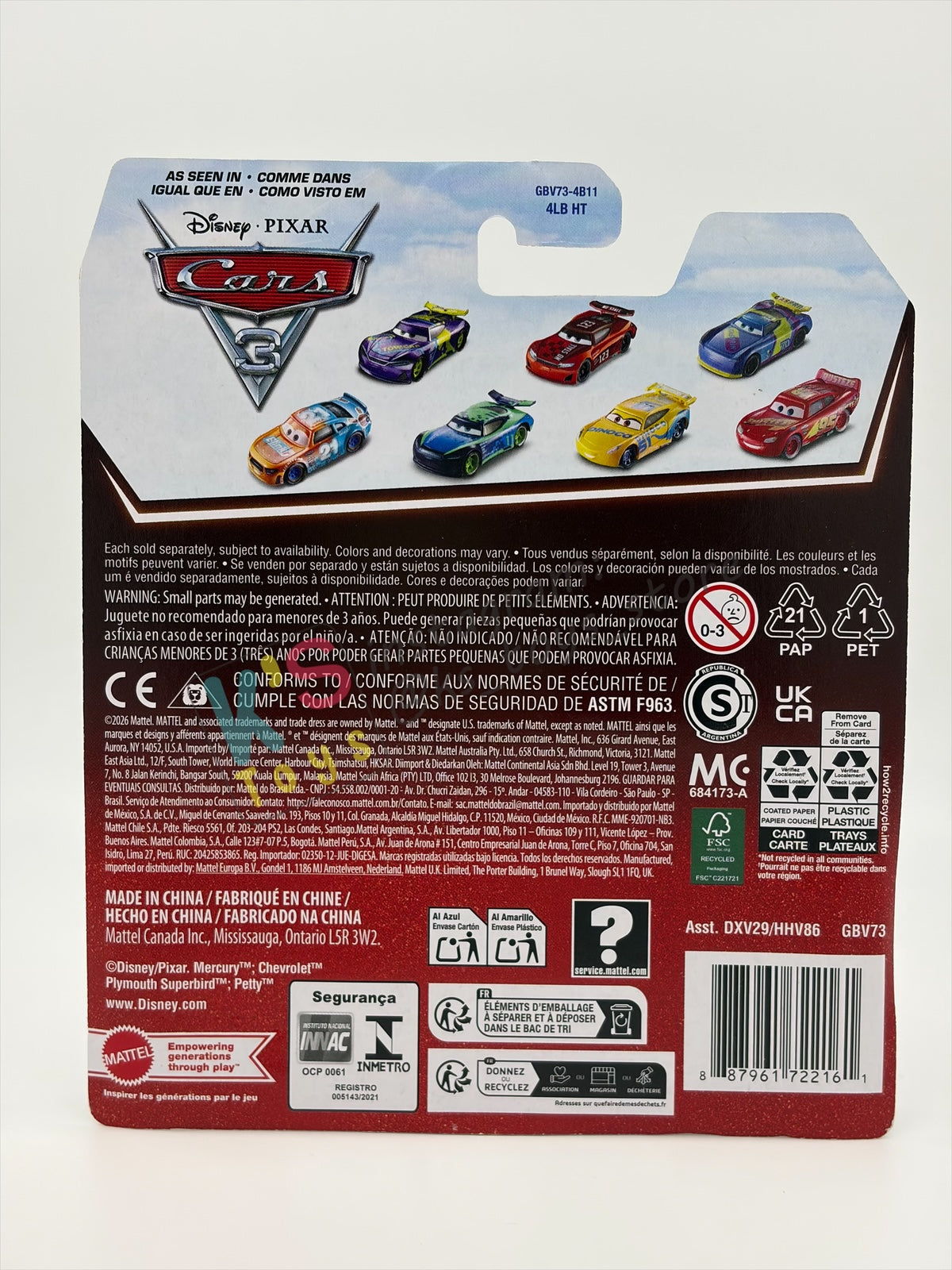 DISNEY PIXAR CARS BY MATTEL 1:55, "BARRY DEPEDAL'" - 2026 RE-RELEASED 20TH ANNIVERSARY CARD - BNIP