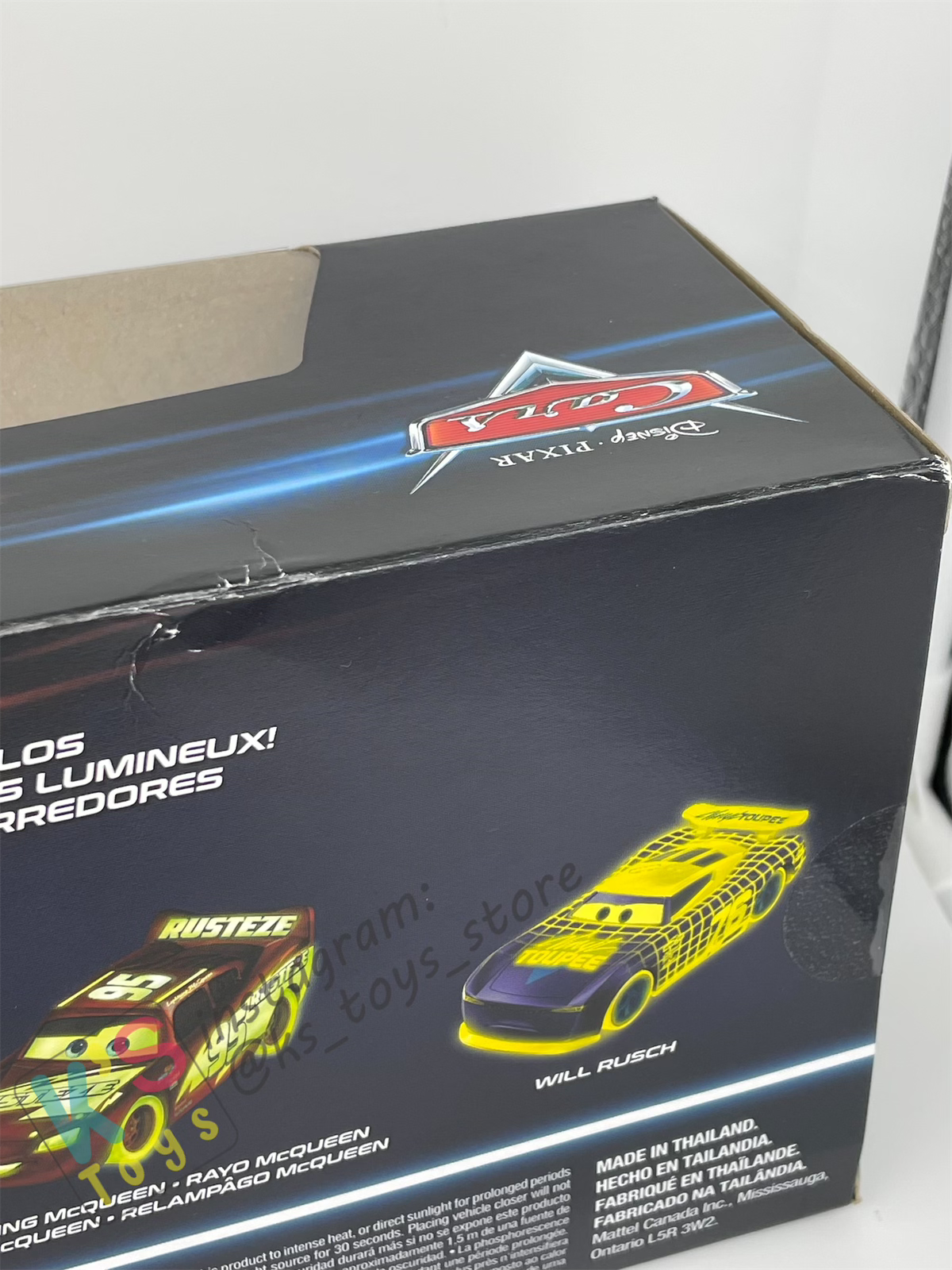 GIFT SET GLOW RACERS Disney Pixar Cars by MATTEL, 4-PACK GLOW RACERS PACK; MATER, DINOCO CRUZ RAMIREZ, LIGHTNING MCQUEEN AND WILL RUSCH - NEW RELEASE 2023 - BNIP