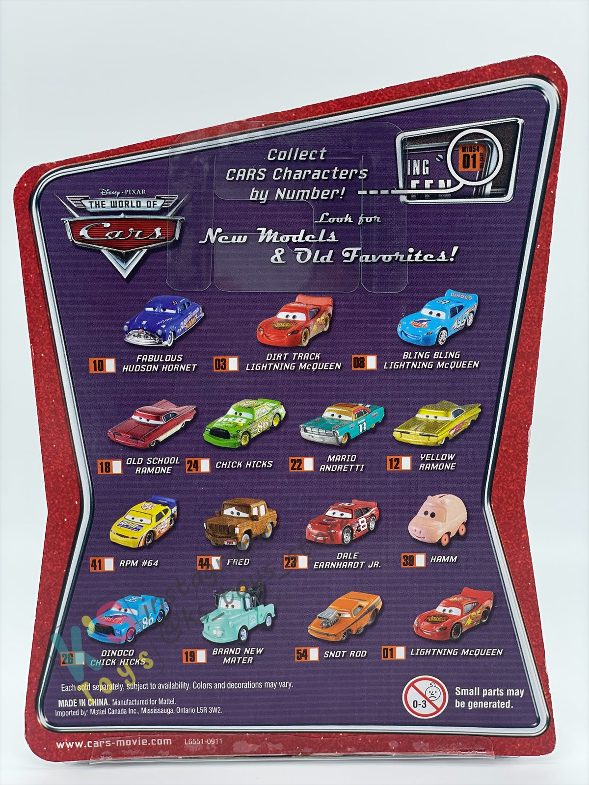DISNEY PIXAR CARS 1:55 BY MATTEL, BLING BLING LIGHTNING MCQUEEN - THE WORLD OF CARS SERIES - BNIP