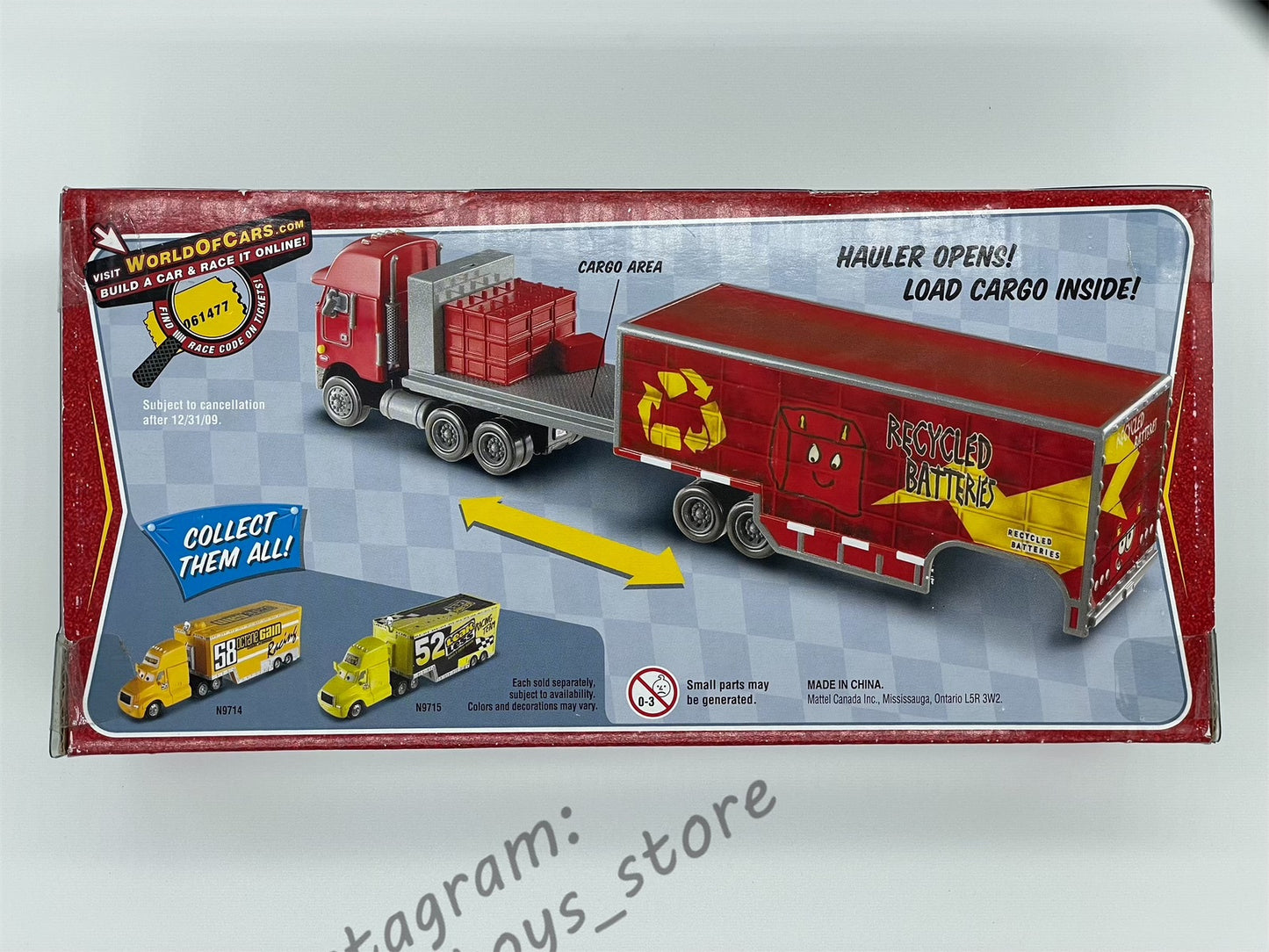 Hauler Disney Pixar Cars by Mattel, Jerry Recycled Batteries Hauler - BNIP