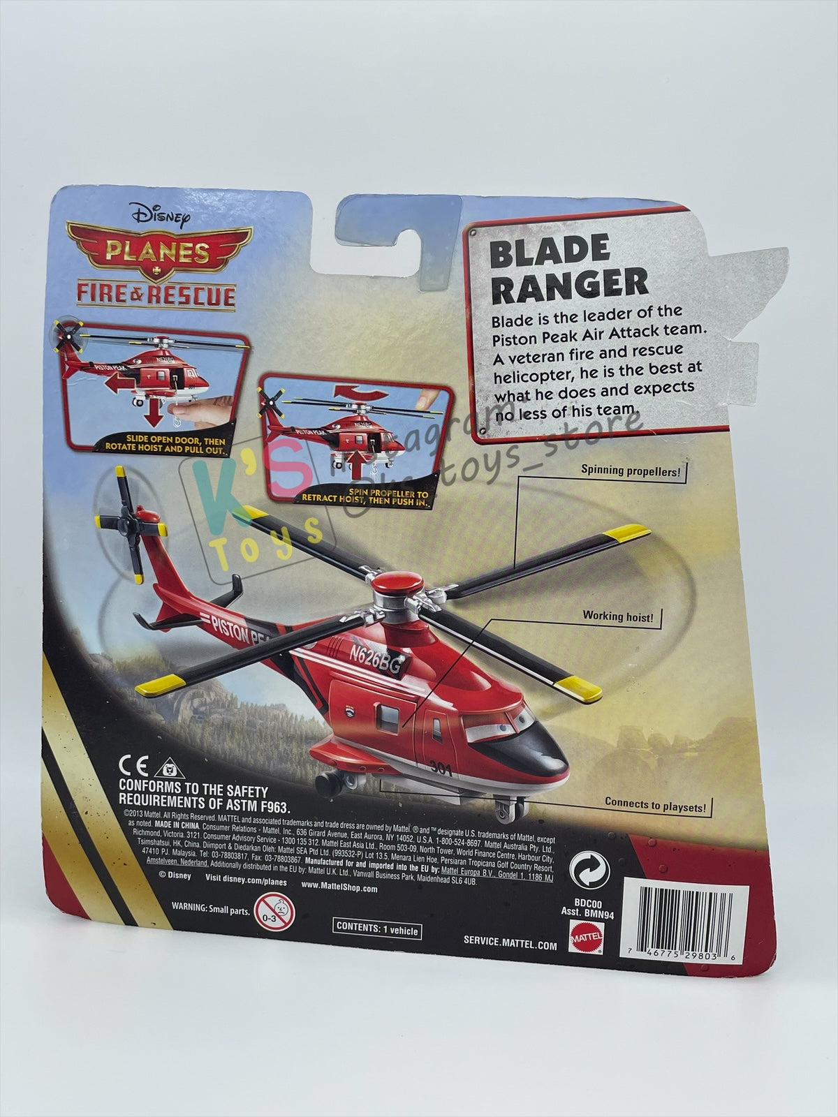 DISNEY PLANES BY MATTEL - BLADE RANGER WITH WORKING HOIST - FIRE AND RESCUE SERIES - BNIP