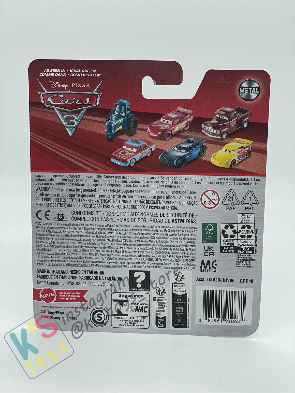 DISNEY PIXAR CARS BY MATTEL, ERIC BRAKER - 2024 RE-RELEASED - BNIP