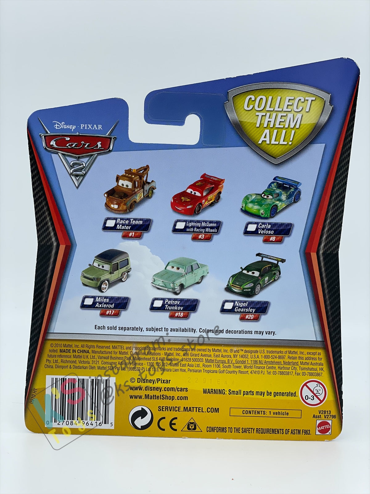 DISNEY PIXAR CARS BY MATTEL, NIGEL GEARSLEY - CARS 2 SERIES - BNIP