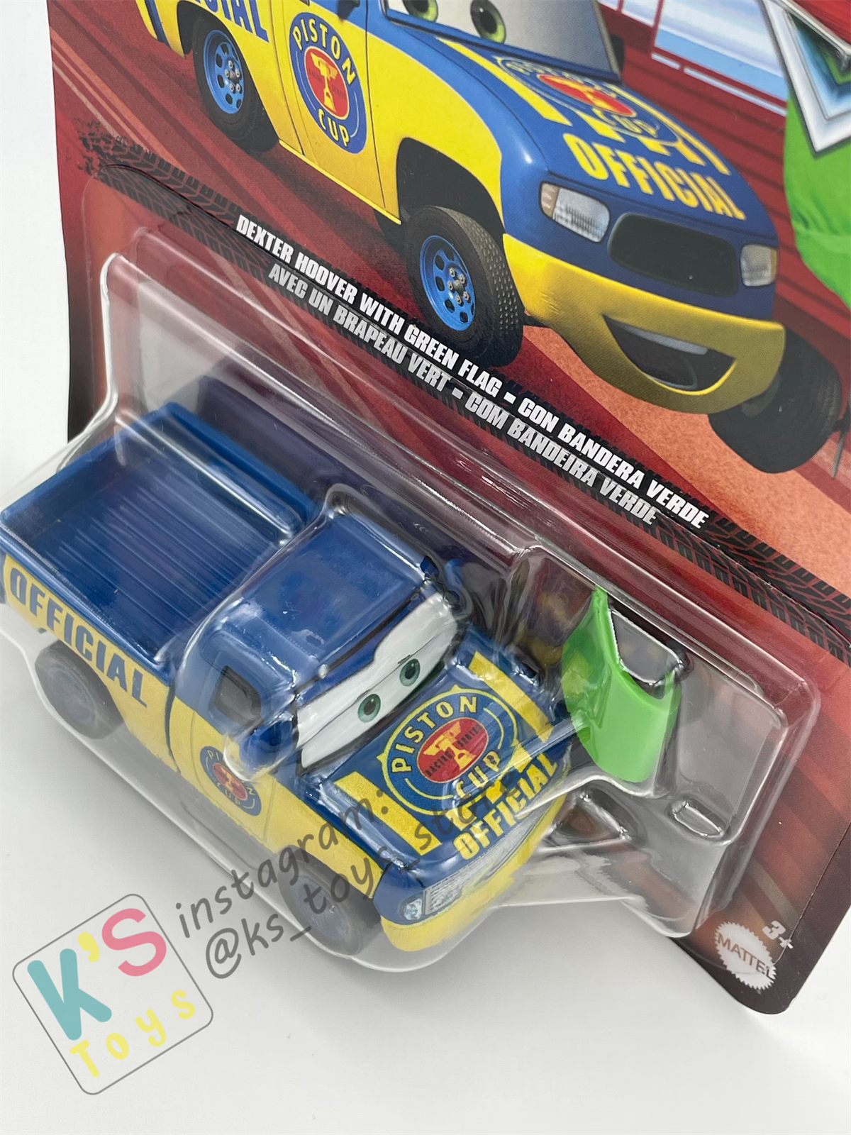 DISNEY PIXAR CARS BY MATTEL, DEXTER HOOVER WITH GREEN FLAG - 2023 RE-RELEASED - BNIP