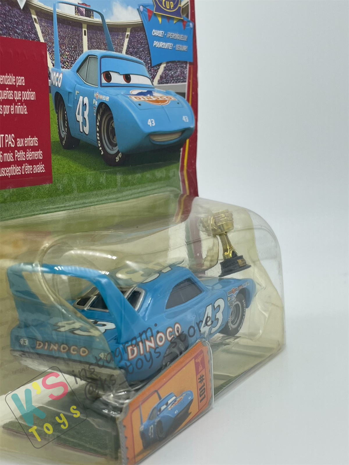 DISNEY PIXAR CARS 1:55 BY MATTEL, THE KING WITH PISTON CUP - PISTON CUP - BNIP