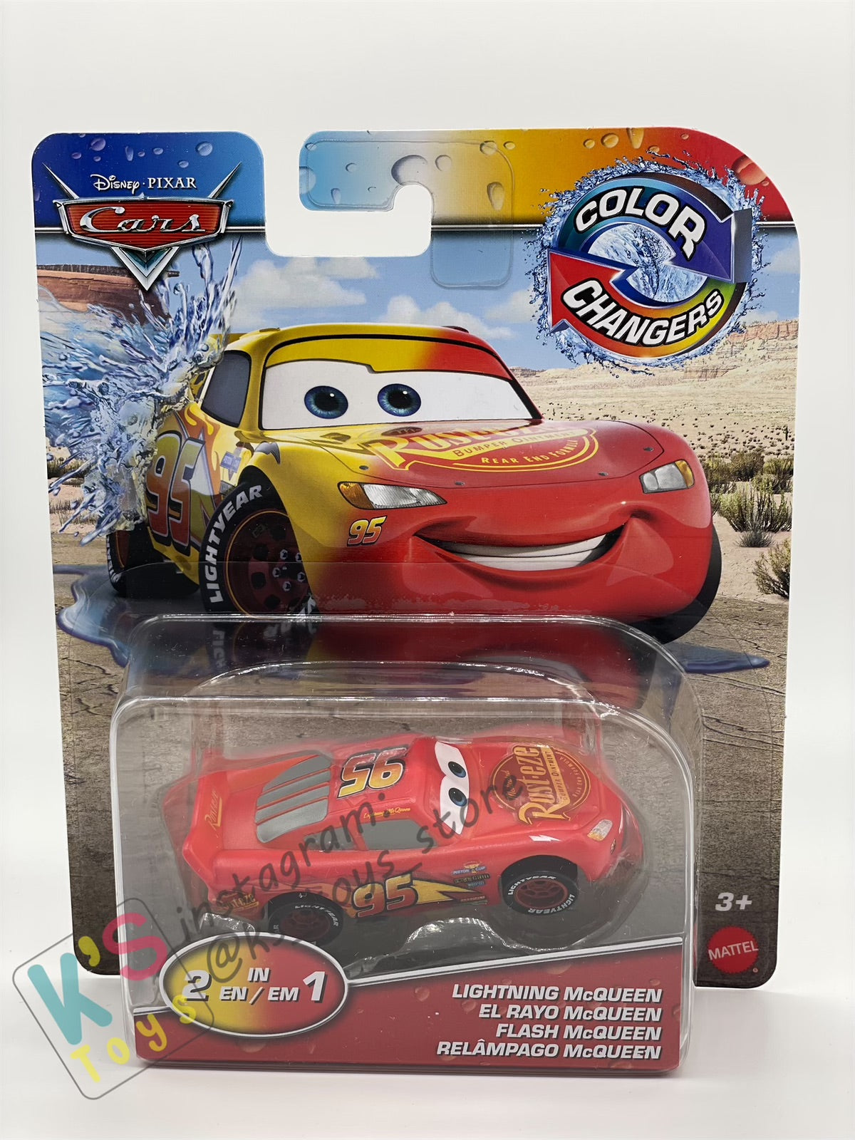COLOR CHANGERS Disney Pixar Cars by MATTEL, LIGHTNING MCQUEEN CARS 3 (RED/YELLOW) - 2023 RELEASE - BNIP