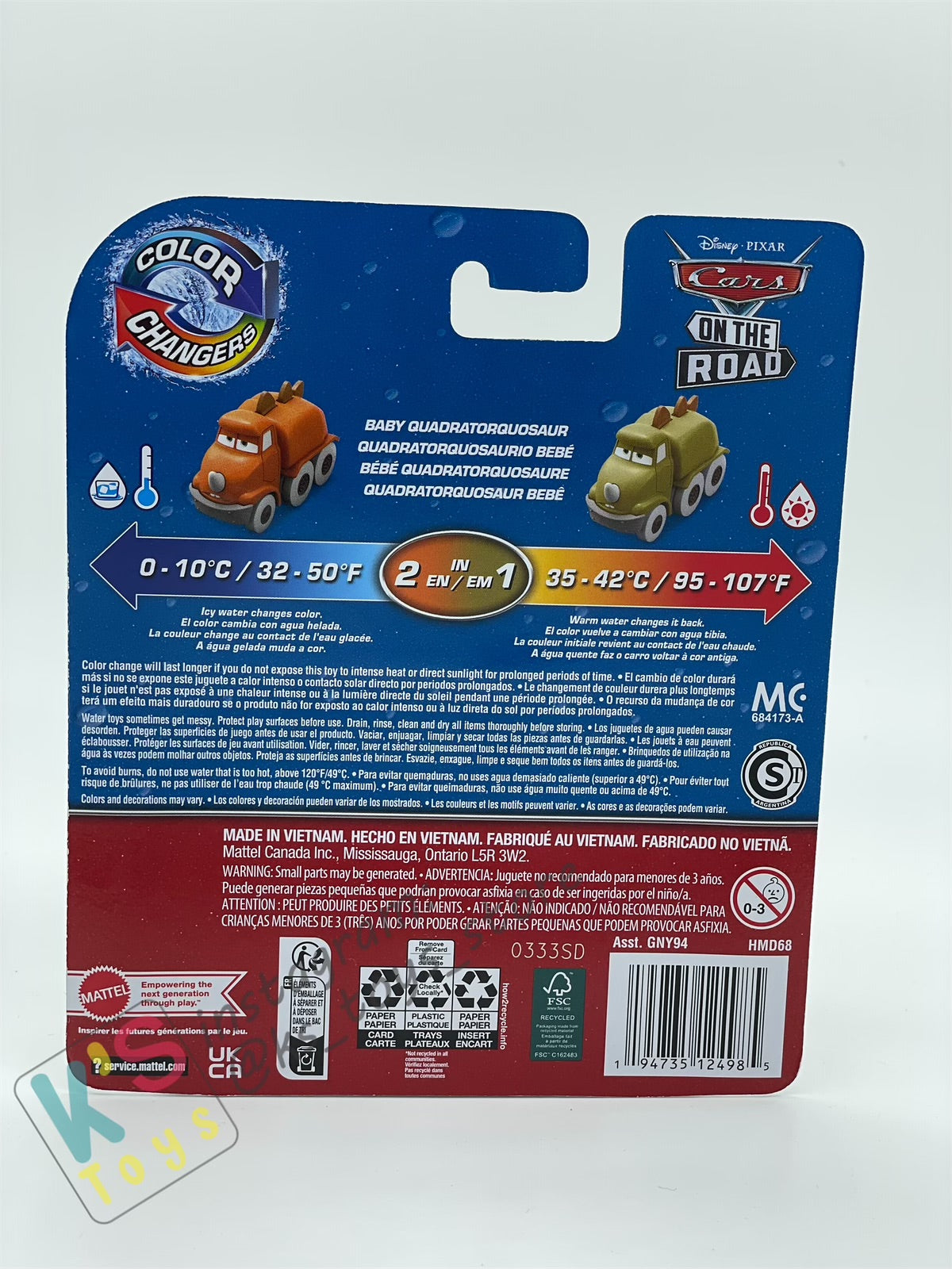 COLOR CHANGERS Disney Pixar Cars by MATTEL, BABY QUADRATORQUOSAUR (ORANGE/LIGHT BROWN) - CASE R 2023 RELEASE - BNIP